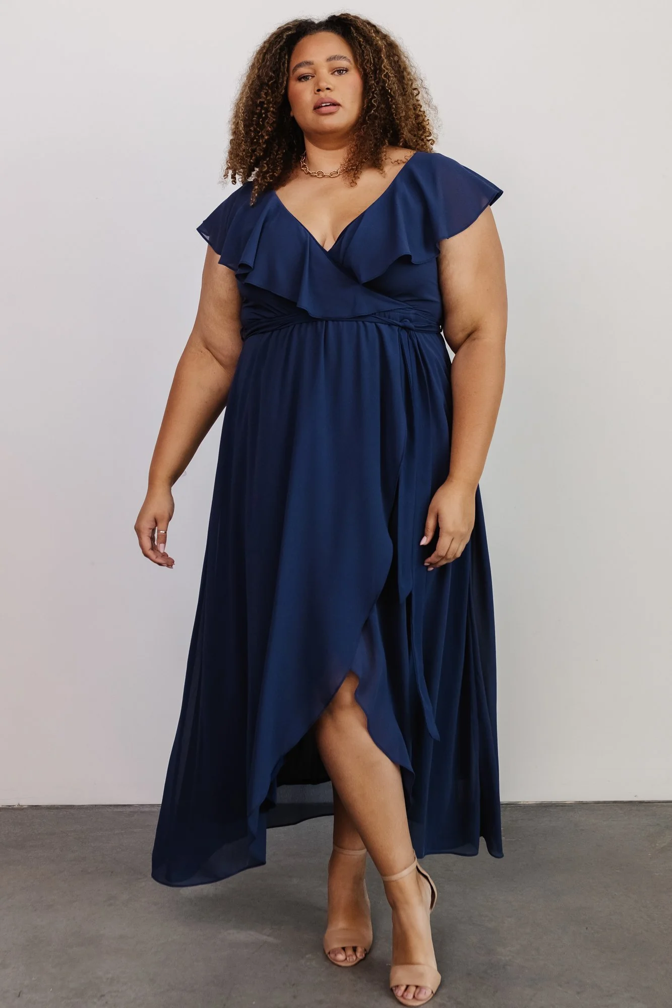 Katya Ruffle Maxi Dress | Navy