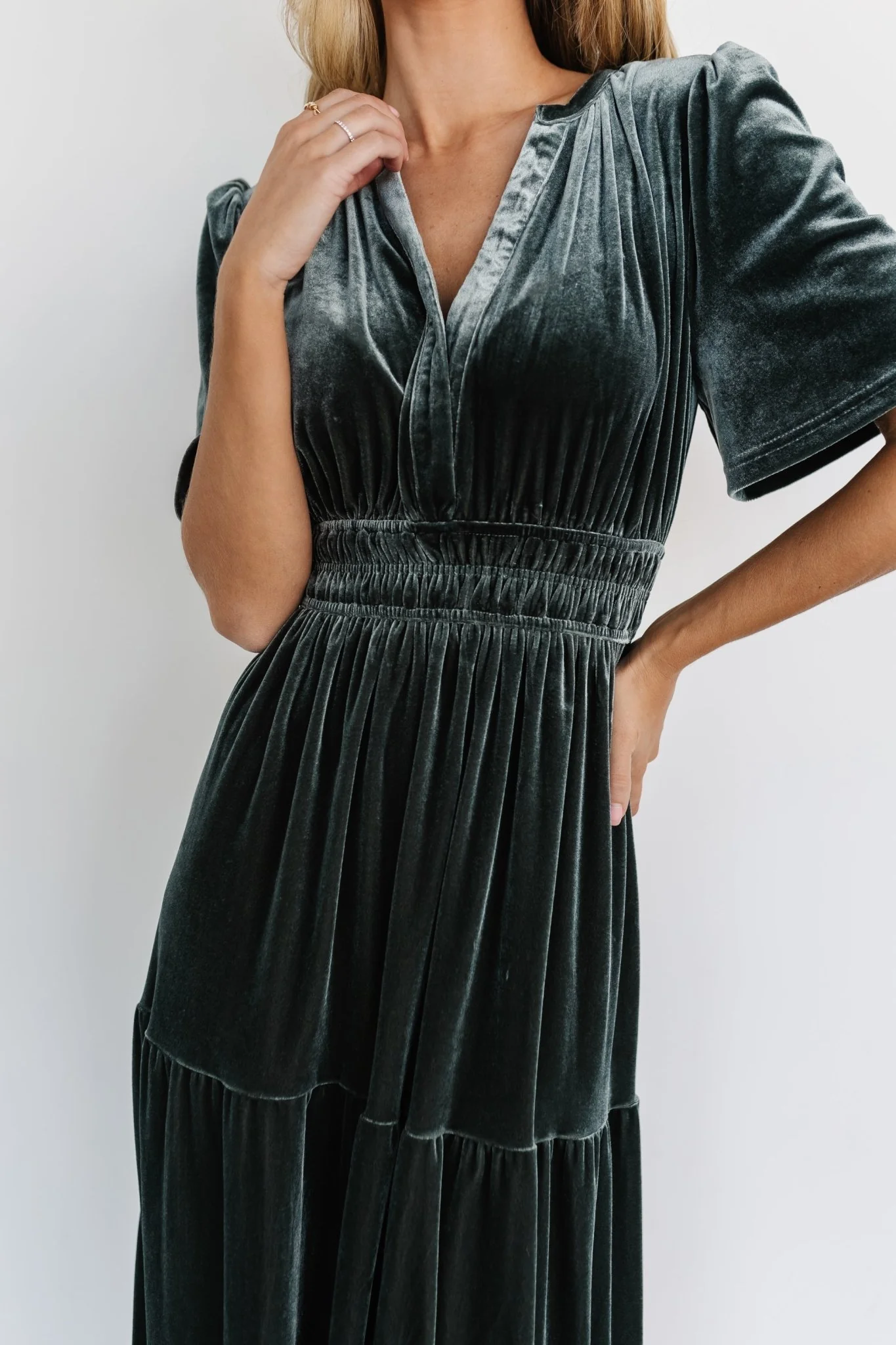 Artemis Velvet Maxi Dress | Eucalyptus