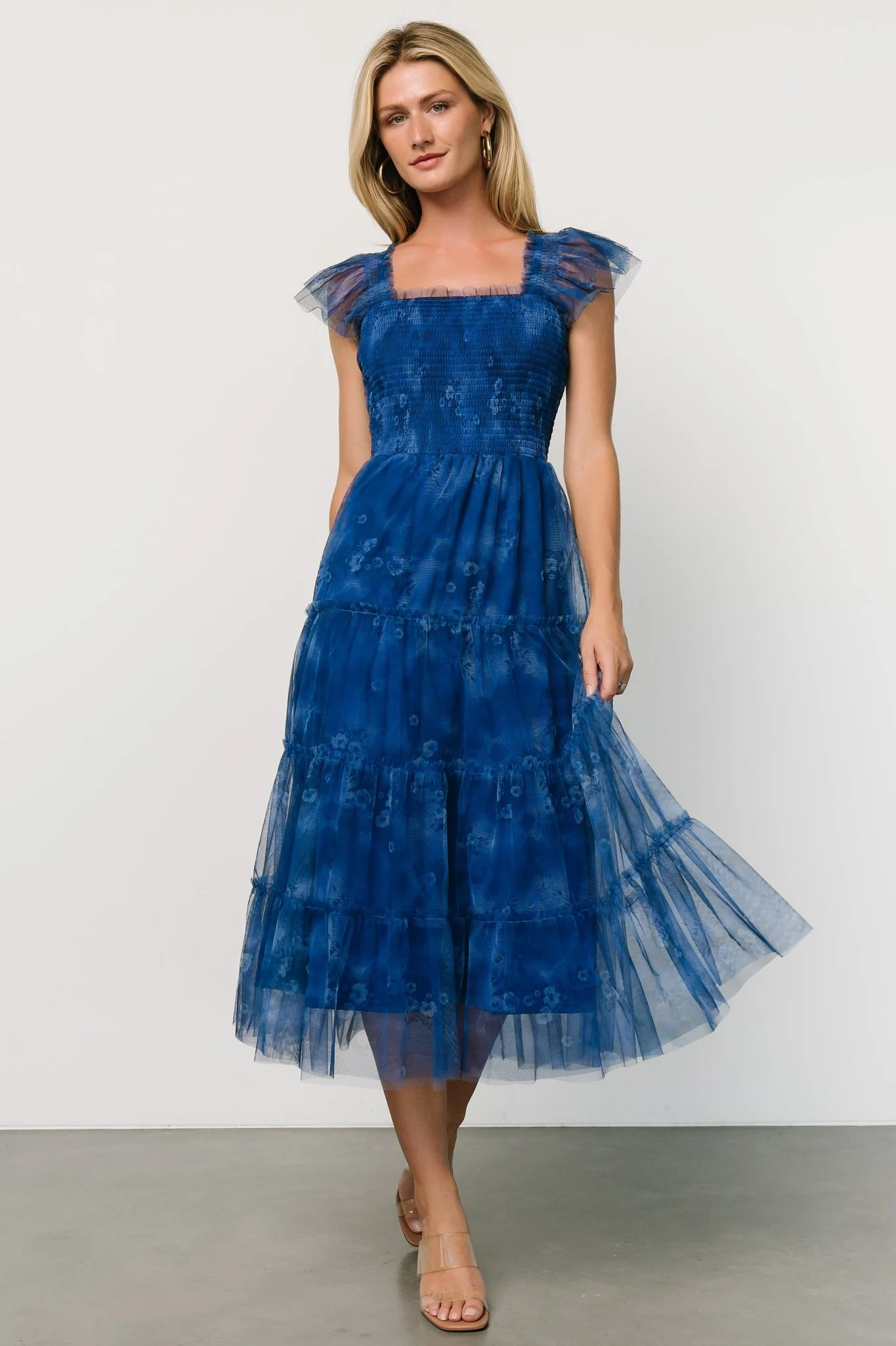 Clementine Tulle Midi Dress | Cobalt