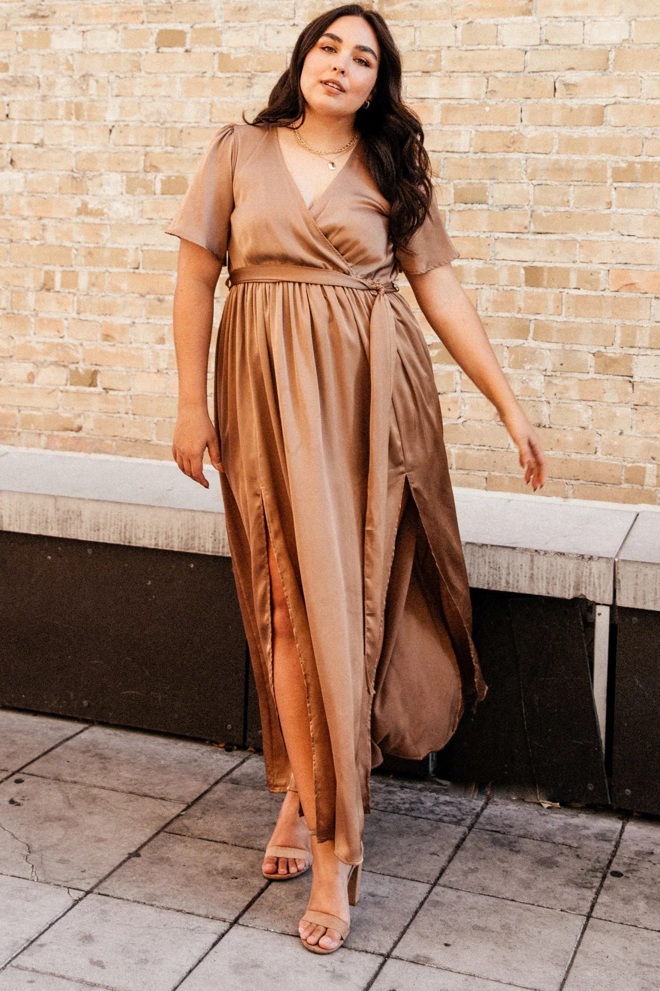 Sicily Satin Maxi Dress | Mocha