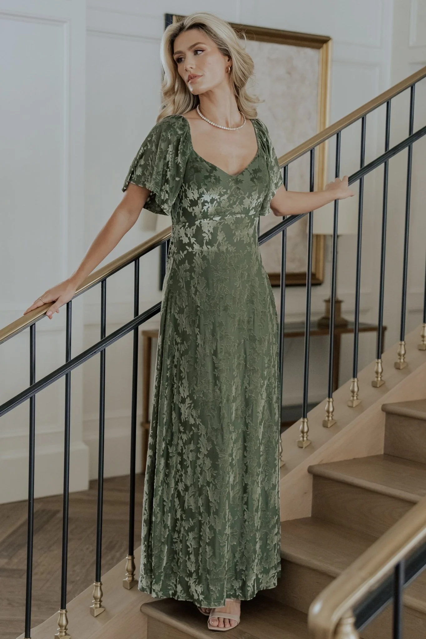 Everley Velvet Maxi Dress | Dark Sage