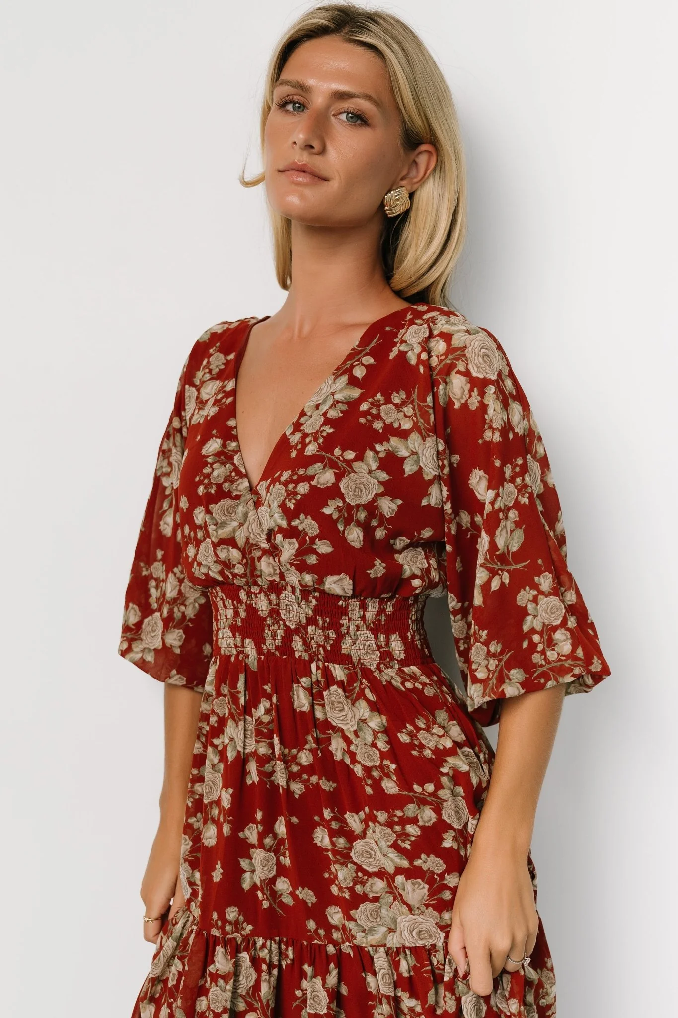 Coventry Tiered Midi Dress | Rust Floral