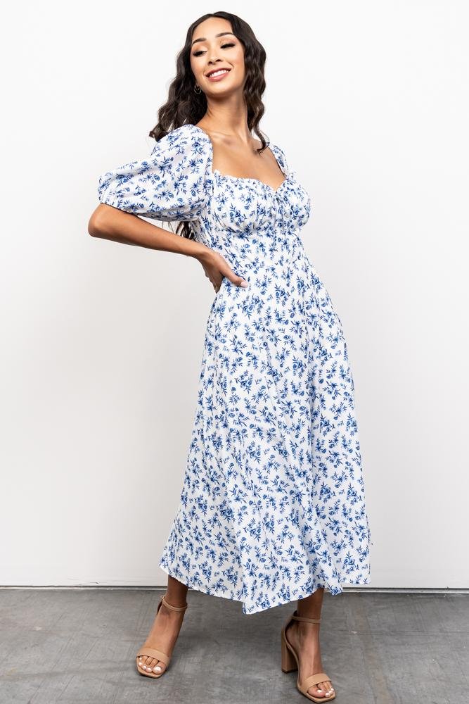 Gwen Smocked Midi Dress | Blue Floral