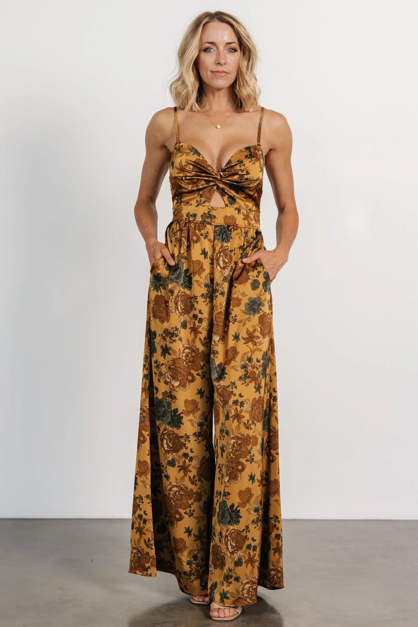 Khloe Wide Leg Jumpsuit | Gold Multi