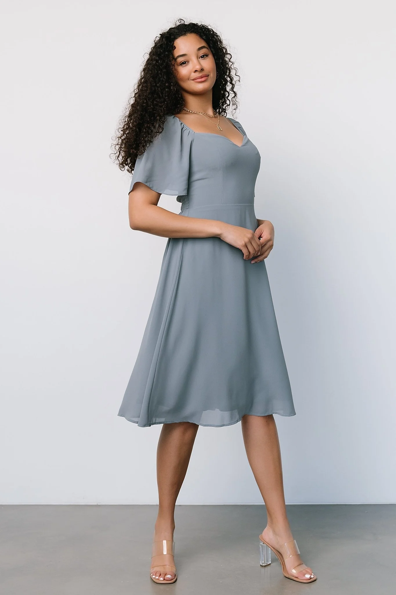 Colette Sweetheart Midi Dress | Dusty Blue