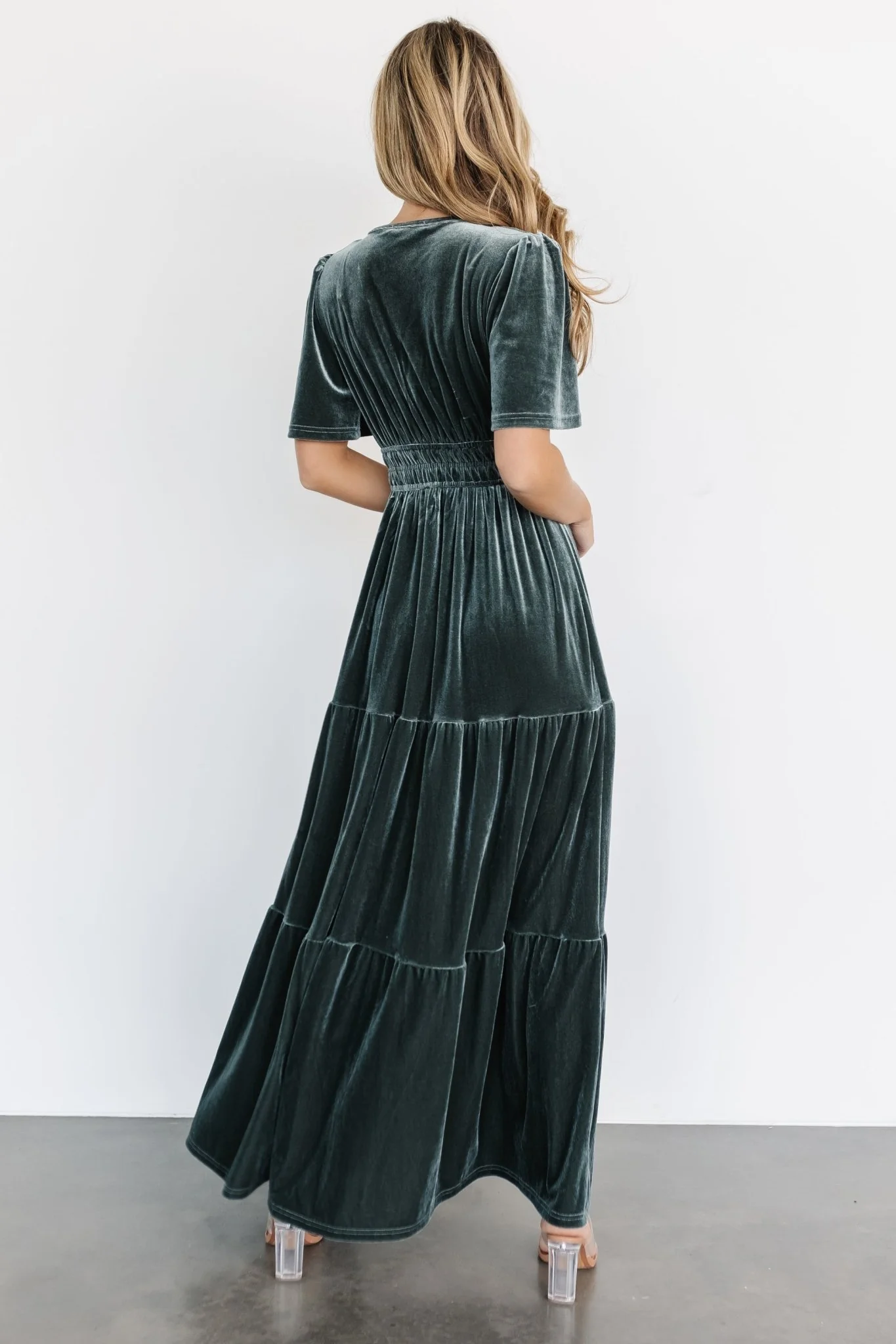 Artemis Velvet Maxi Dress | Eucalyptus