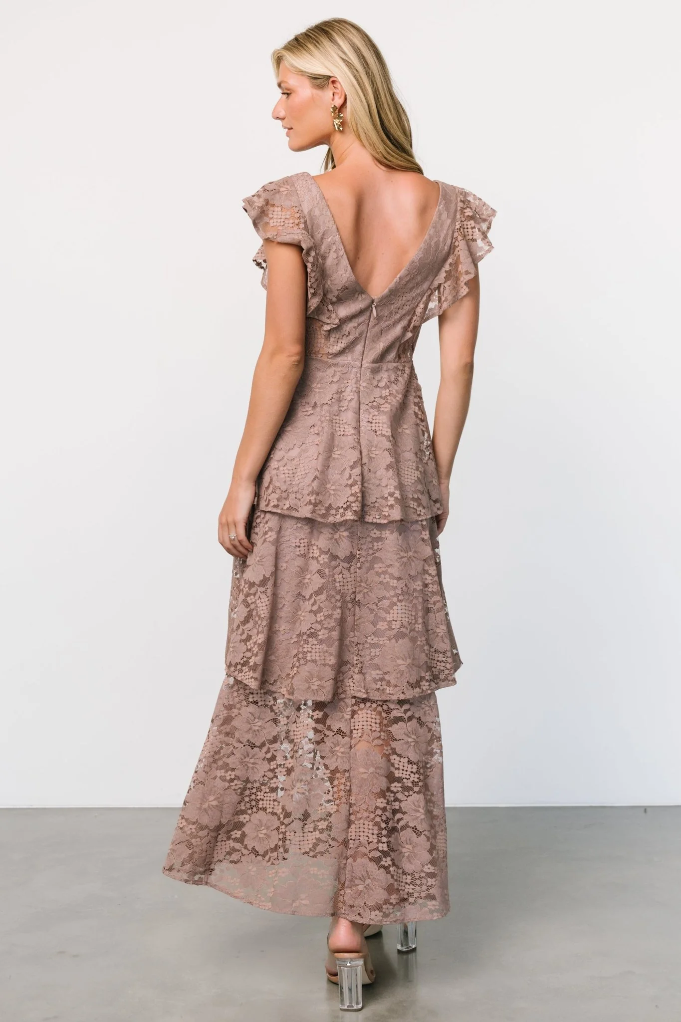 Margot Lace Tiered Maxi Dress | Desert Taupe