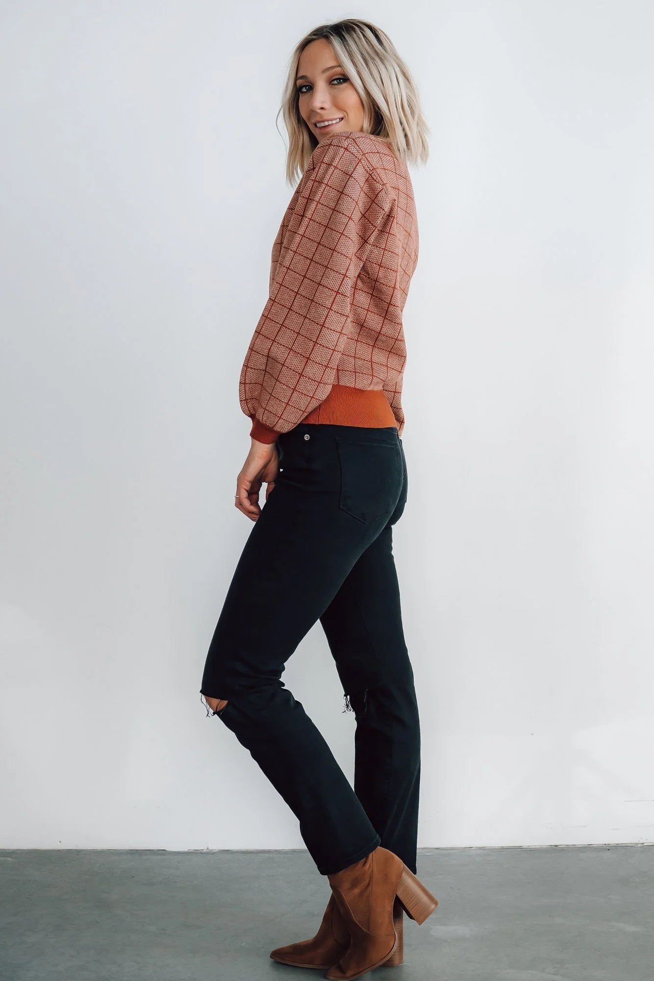 Ryland Bubble Sleeve Sweater | Rust