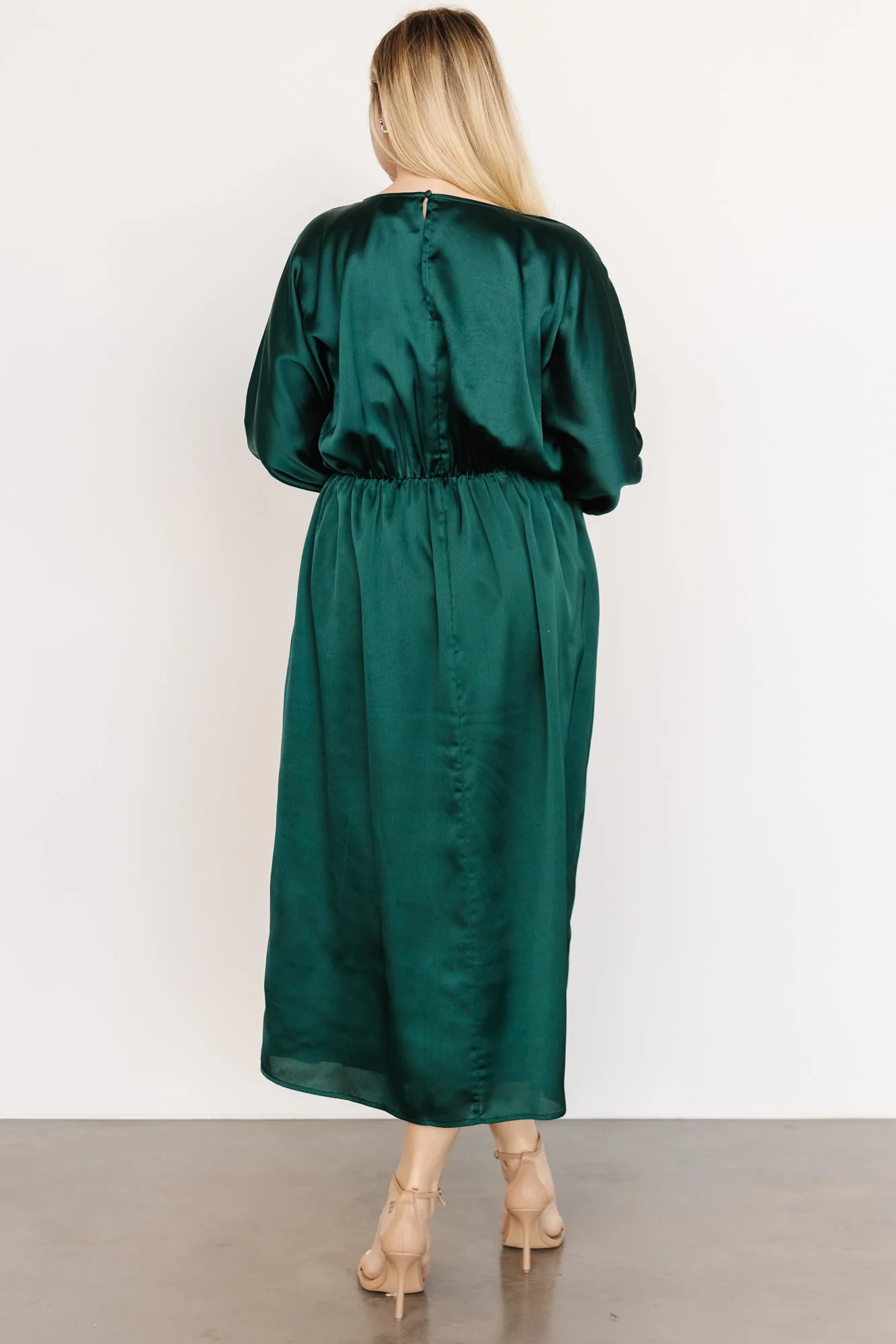 Balta Satin Midi Dress | Emerald