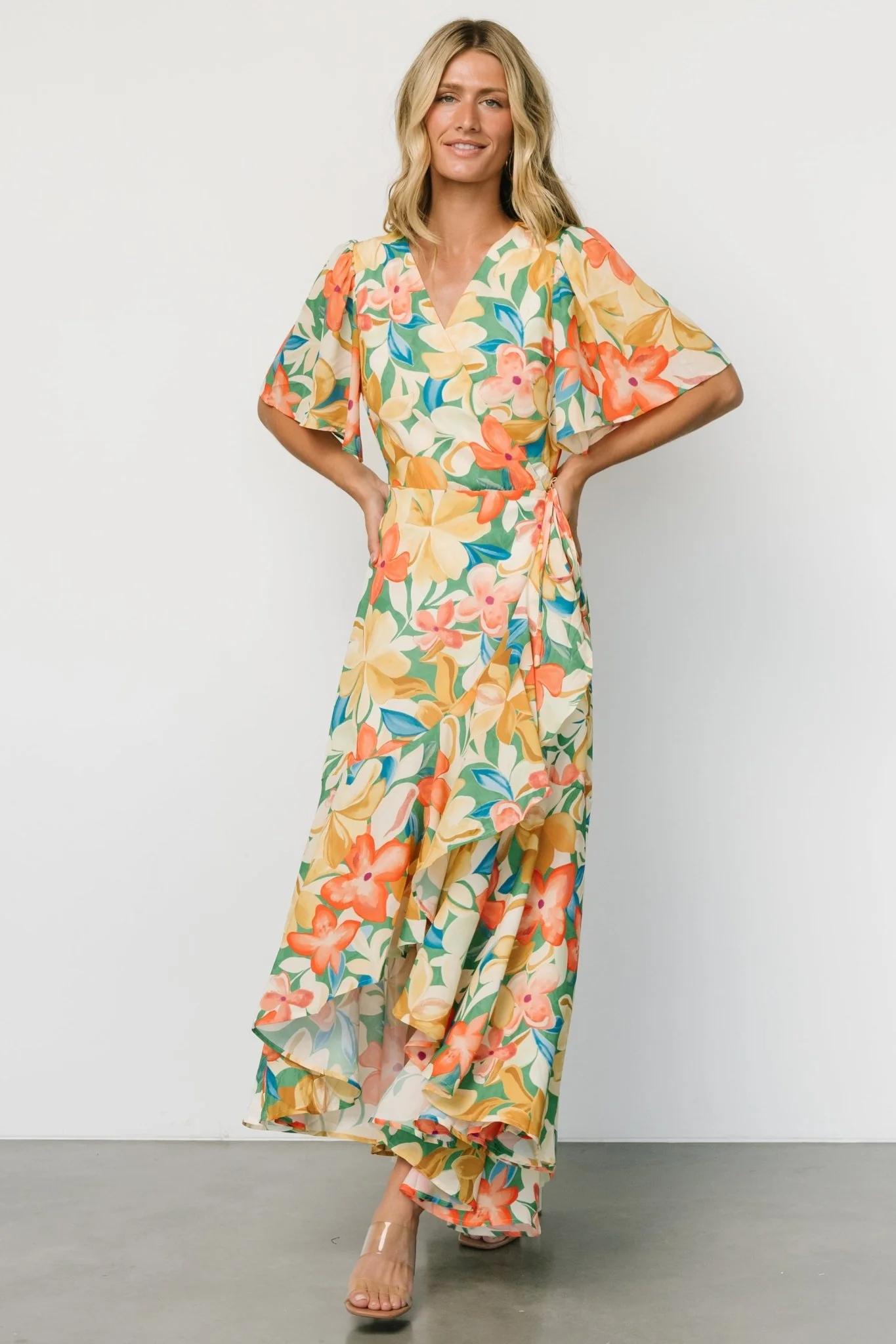 Adrianna Wrap Maxi Dress | Multi Floral