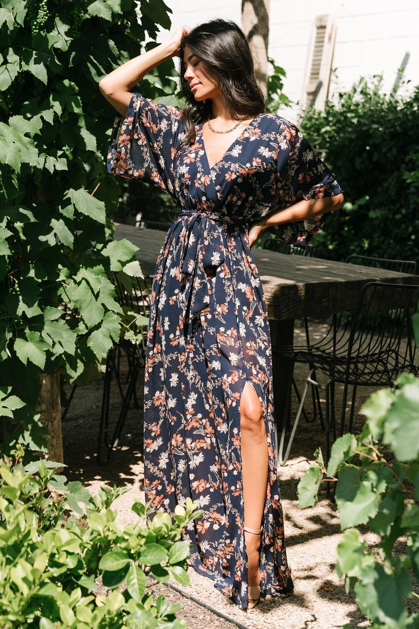 Kia Kimono Maxi Dress | Dark Blue Floral