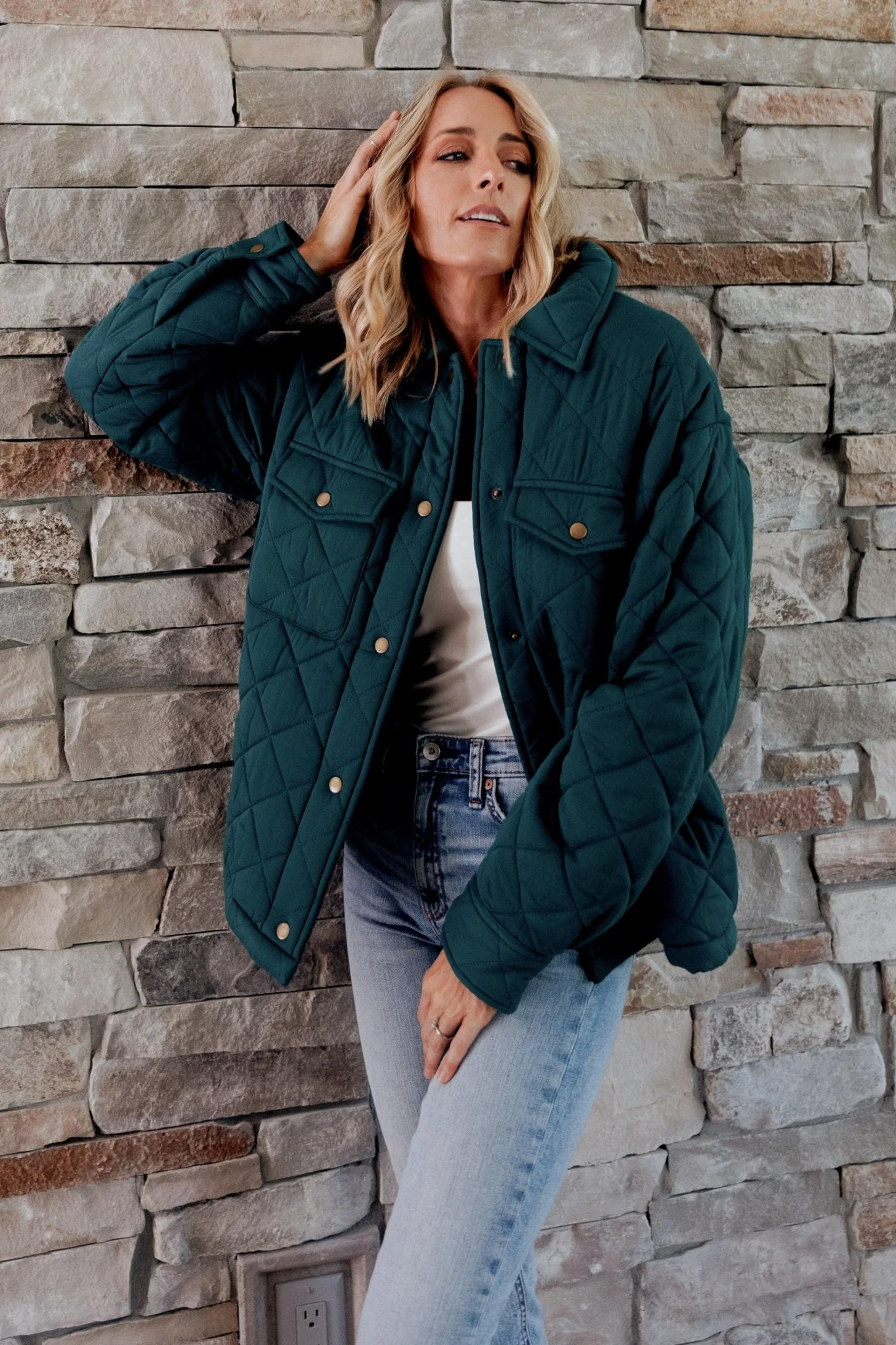 Nadia Button Up Jacket | Emerald