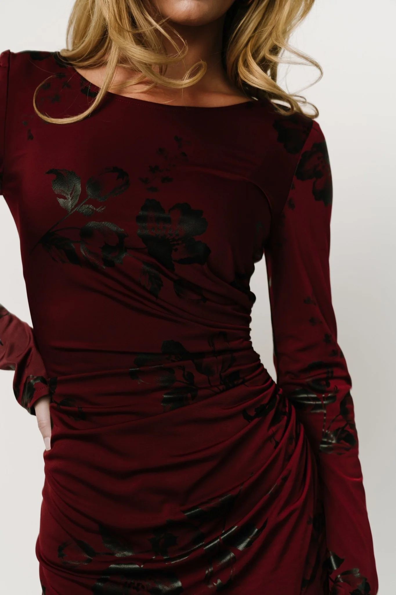 McQueen Midi Dress | Merlot + Black