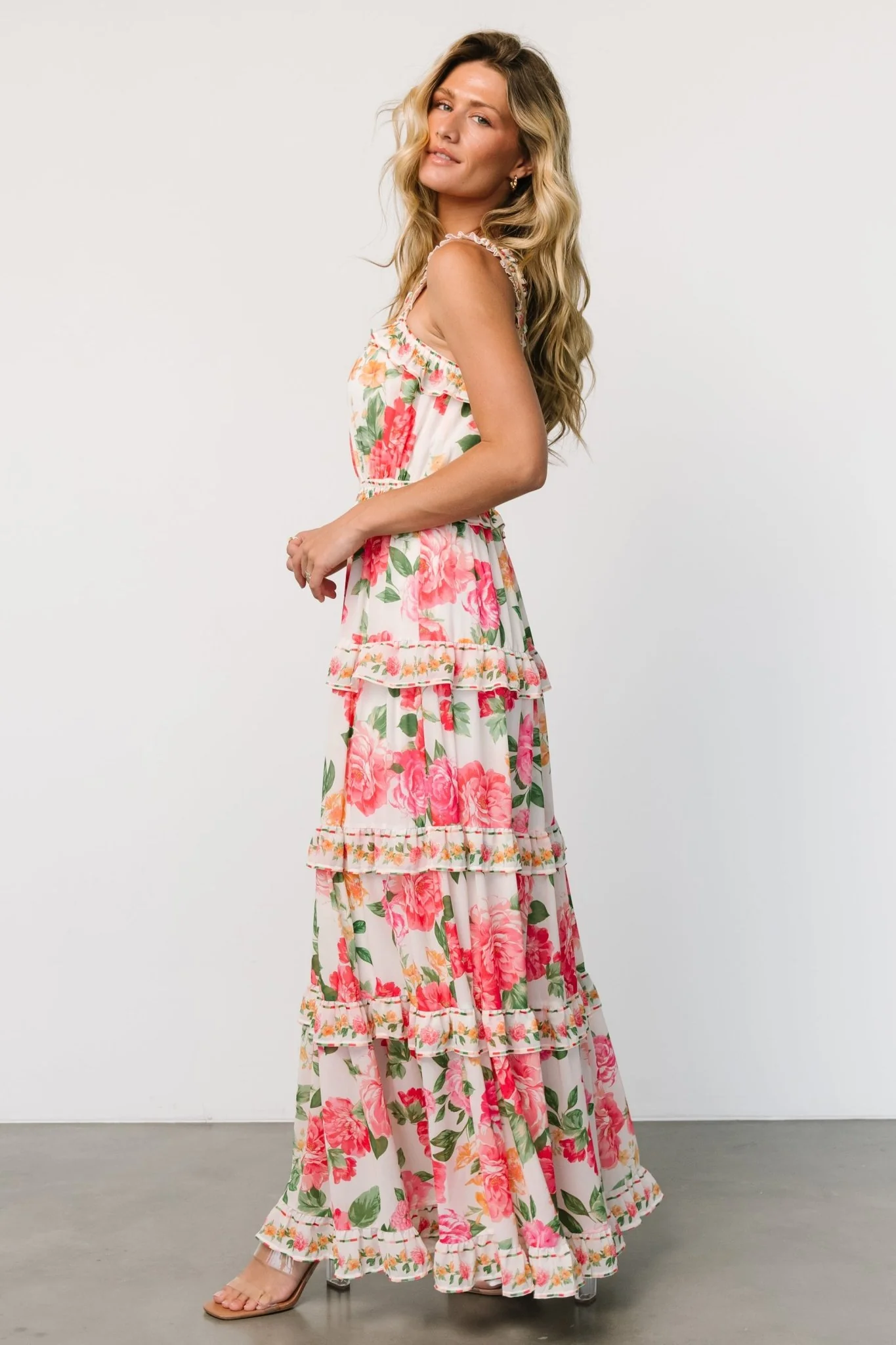 Julieta Tiered Maxi Dress | Off White Floral