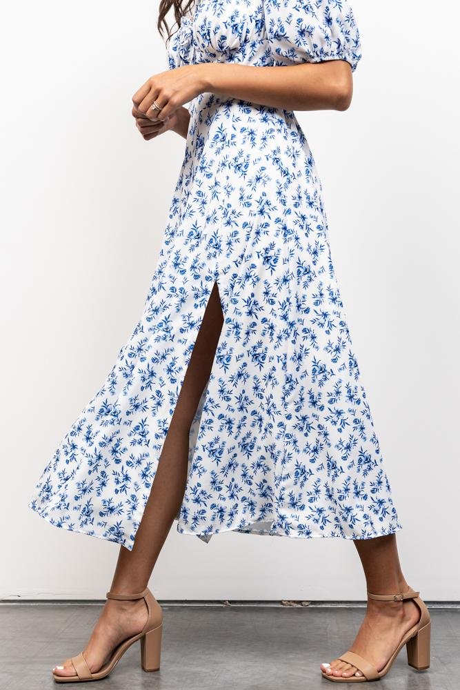 Gwen Smocked Midi Dress | Blue Floral