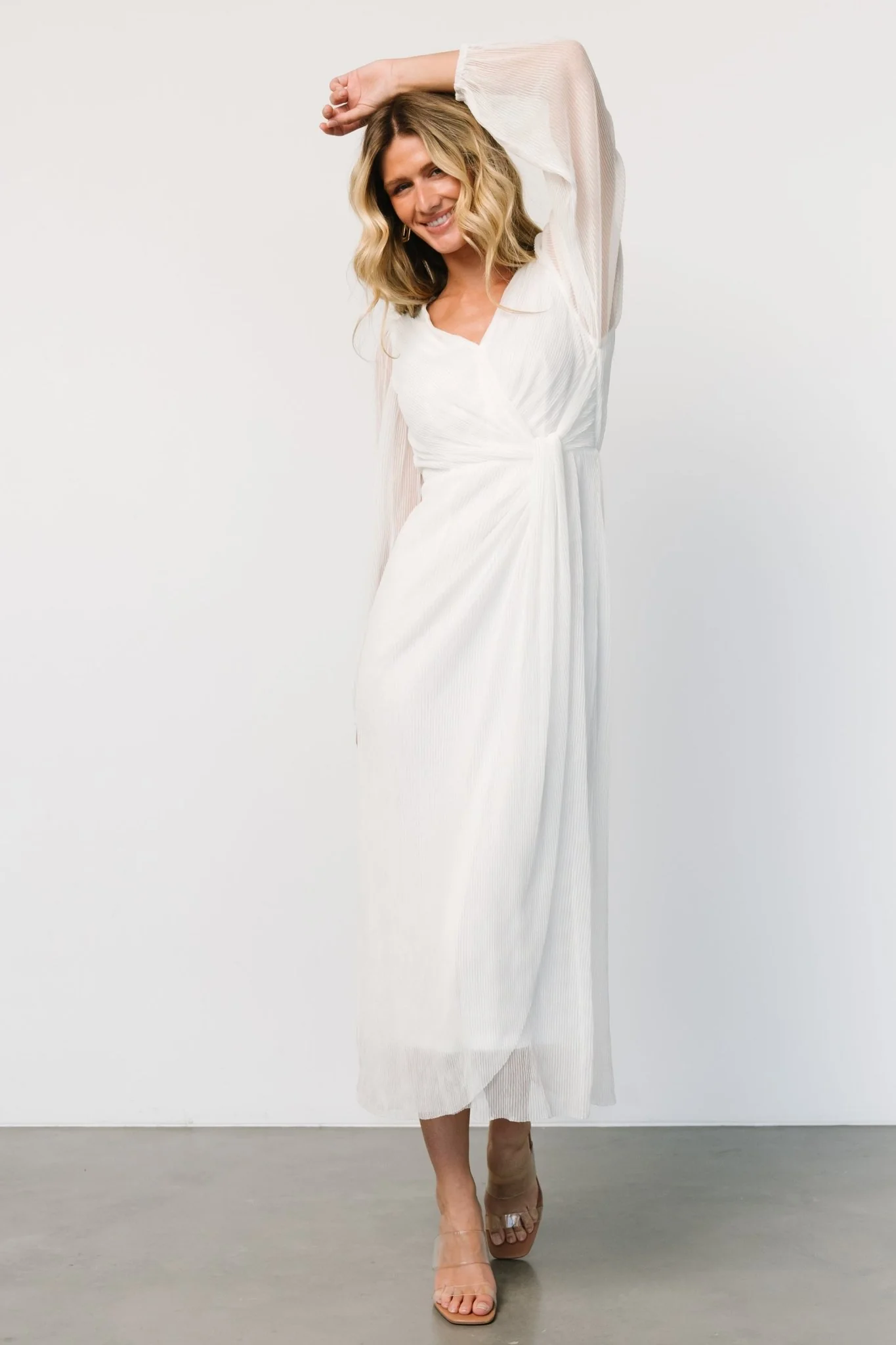 Devlyn Pleated Dress | White Shimmer