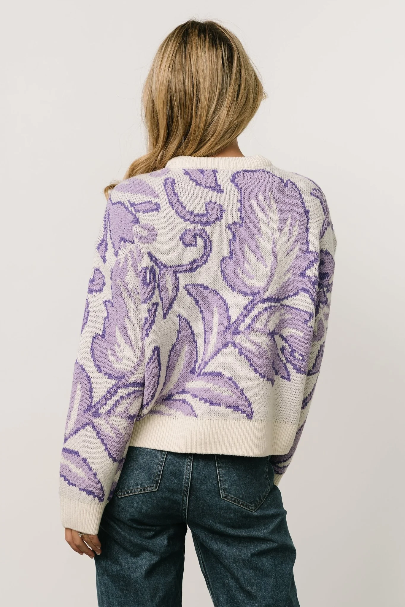 Livy Knit Sweater | Lilac Print