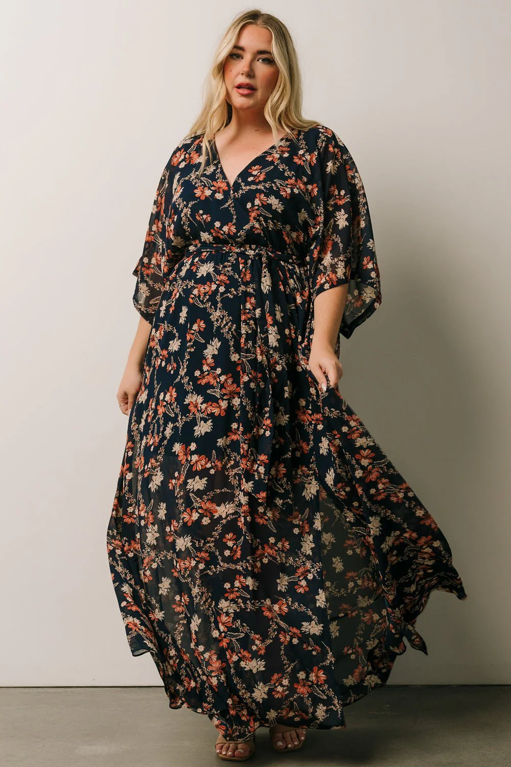 Kia Kimono Maxi Dress | Dark Blue Floral