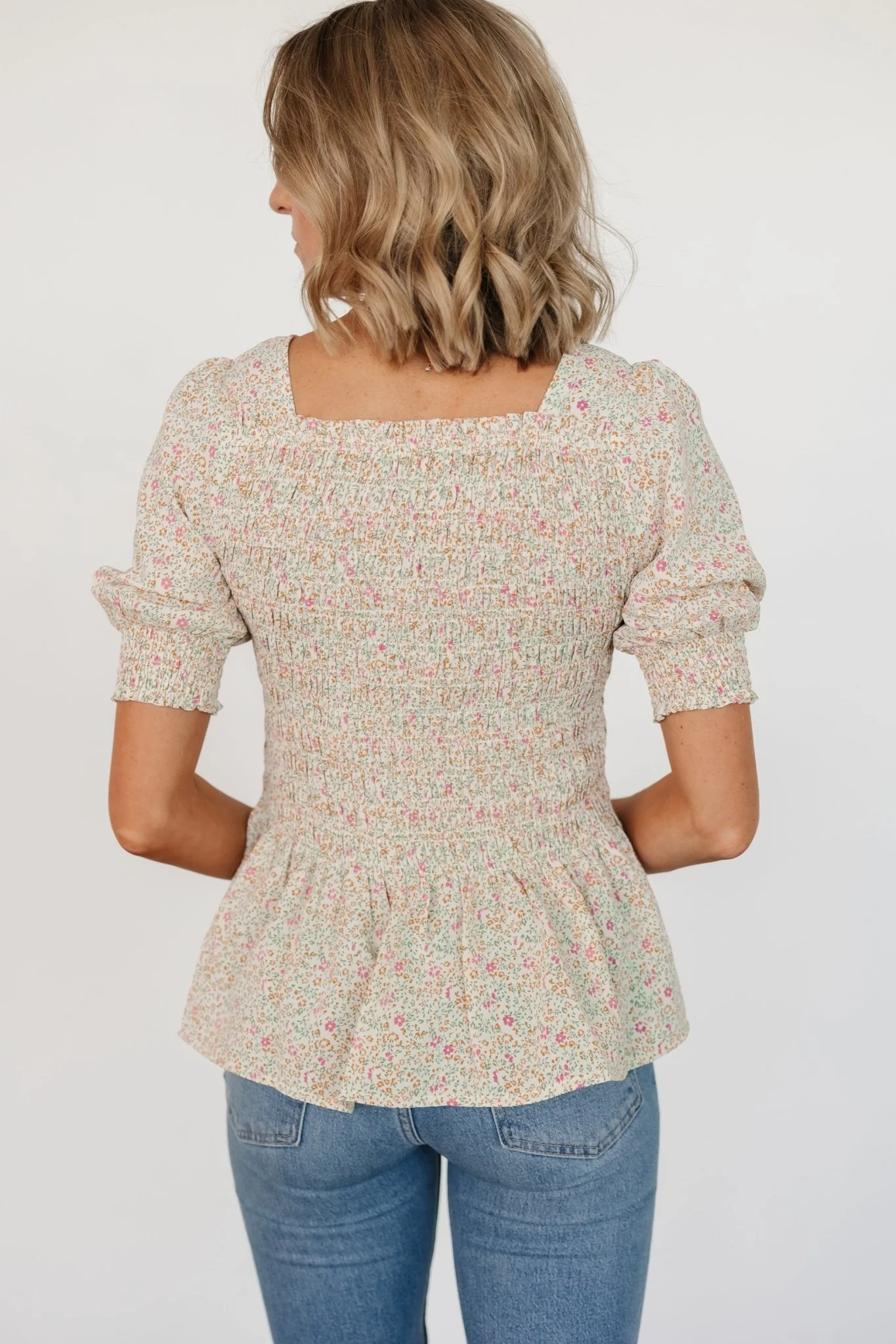 Felice Smocked Top | Cream Print