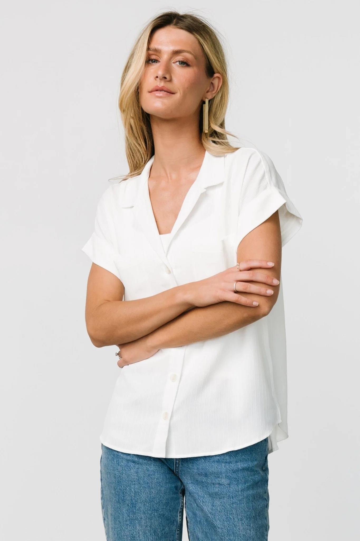 Shaylee Button Up Top | Off White