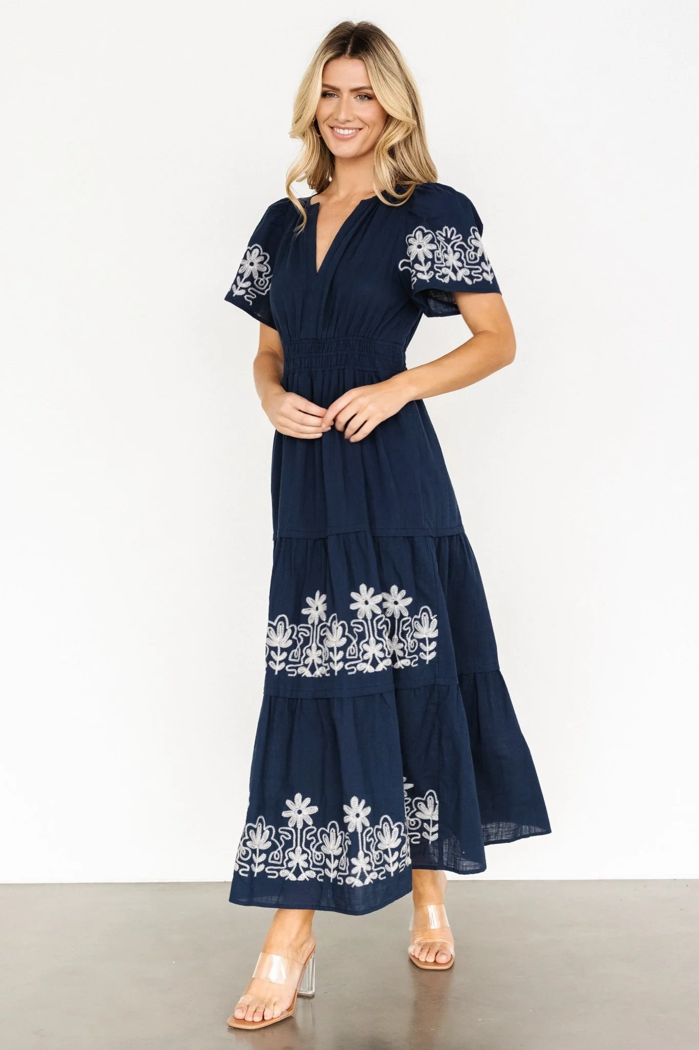 Kennedy Embroidered Maxi Dress | Blue