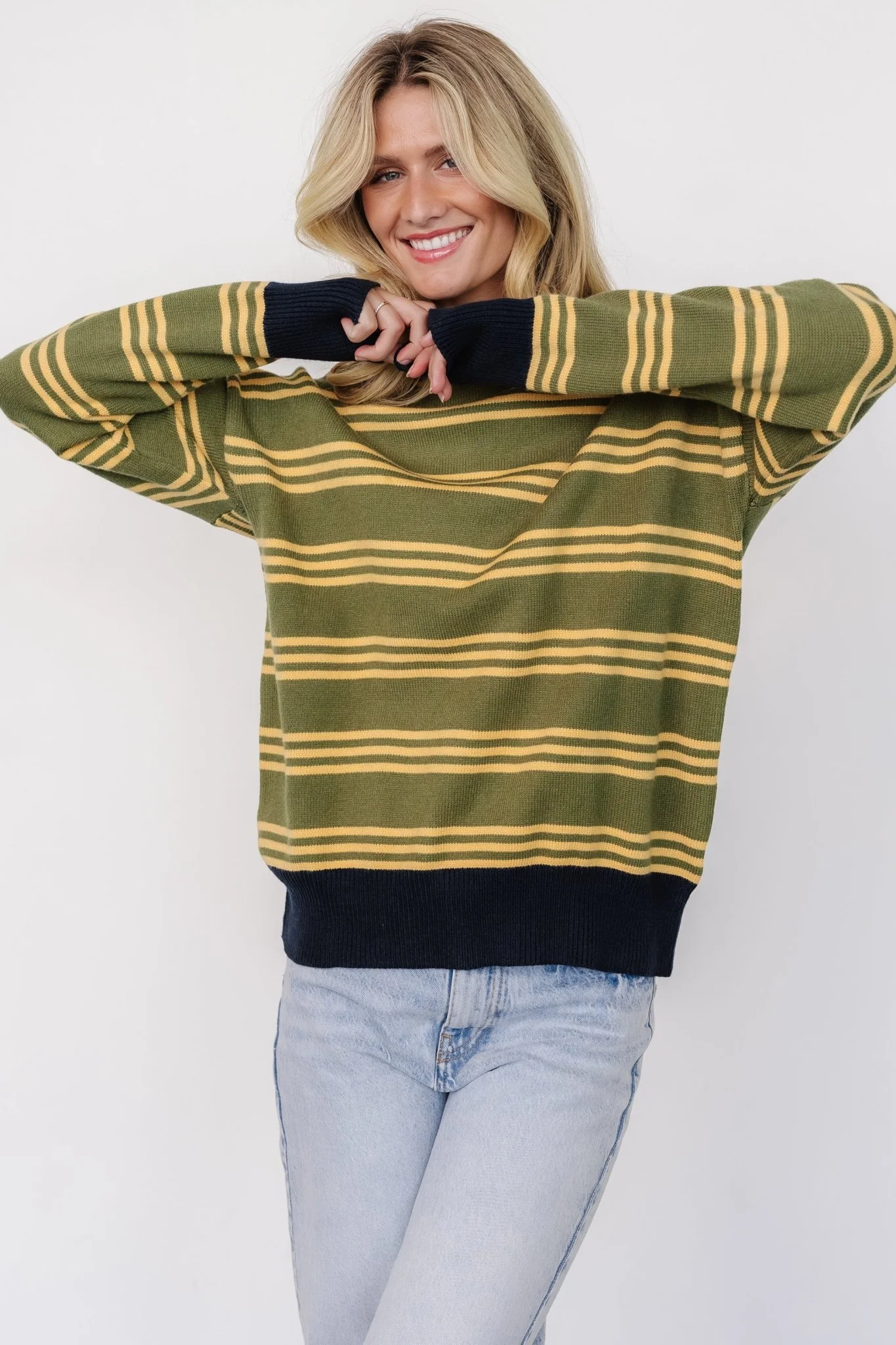 Thomas Striped Sweater | Olive Multi