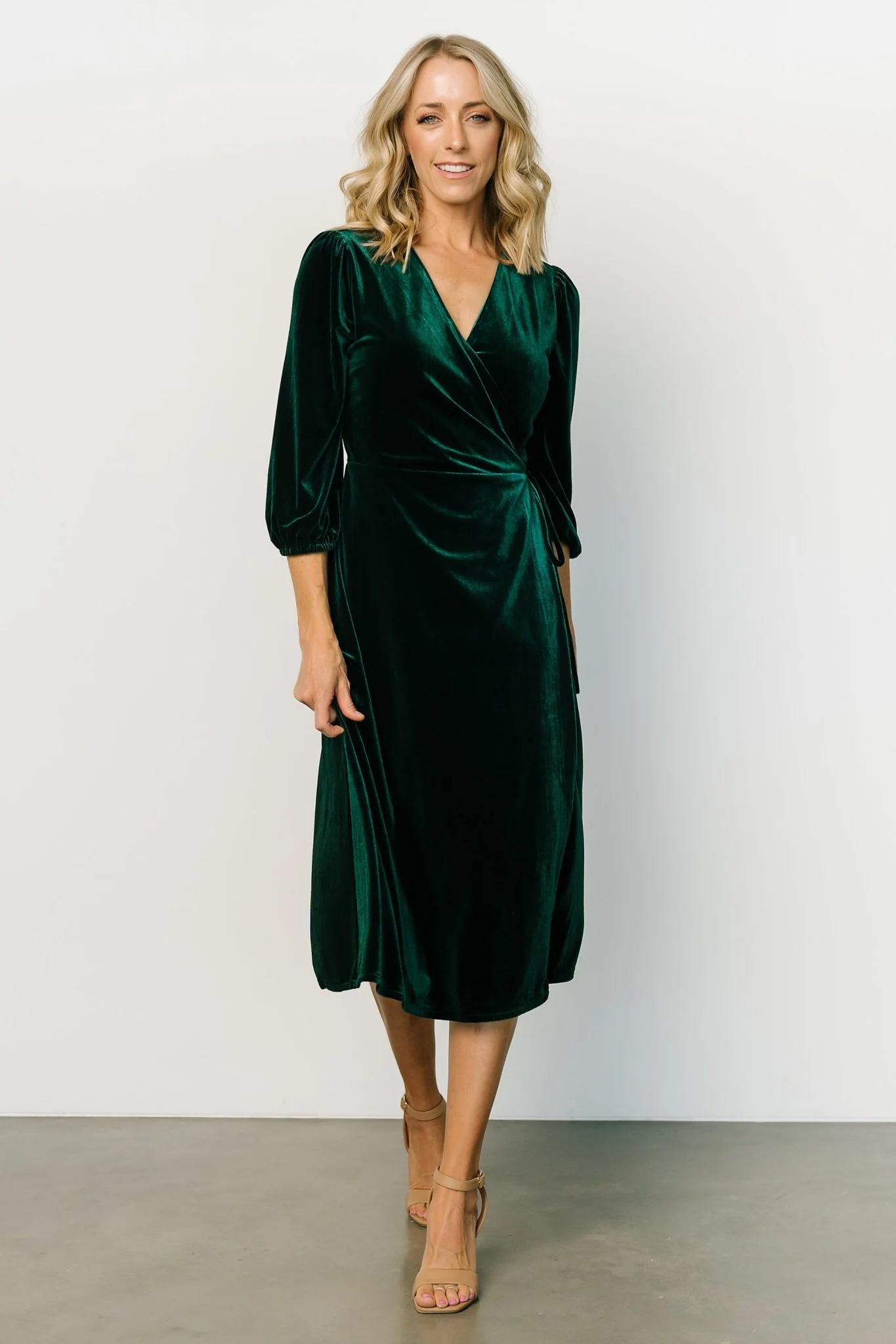 Beckinsale Velvet Wrap Dress | Dark Green