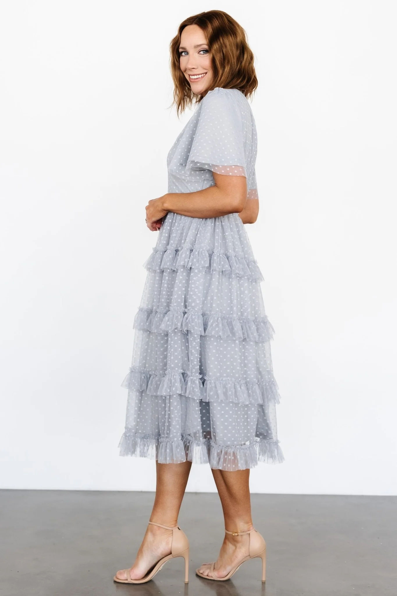 Riley Ruffle Tiered Dress | Light Gray