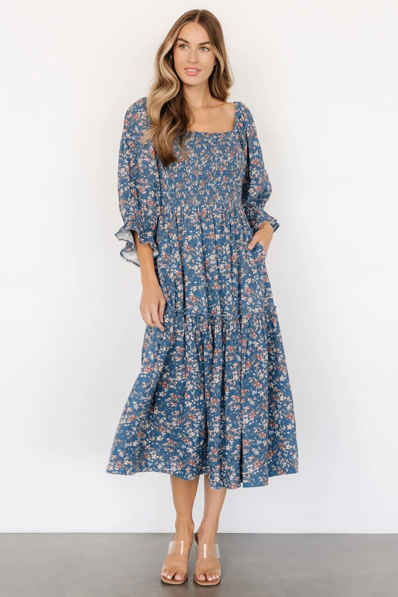 Sedona Smocked Dress | Blue Floral
