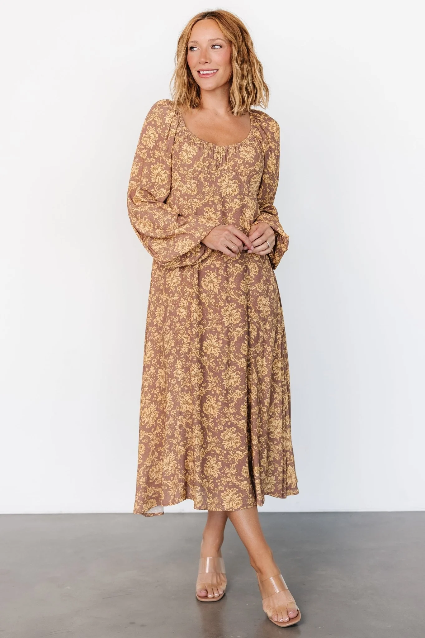 McKinney Dress | Brown + Gold Floral