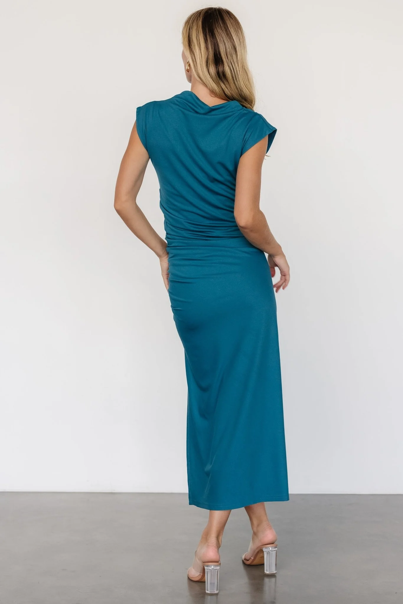 Sasha Ruched Maxi Dress | Peacock Blue