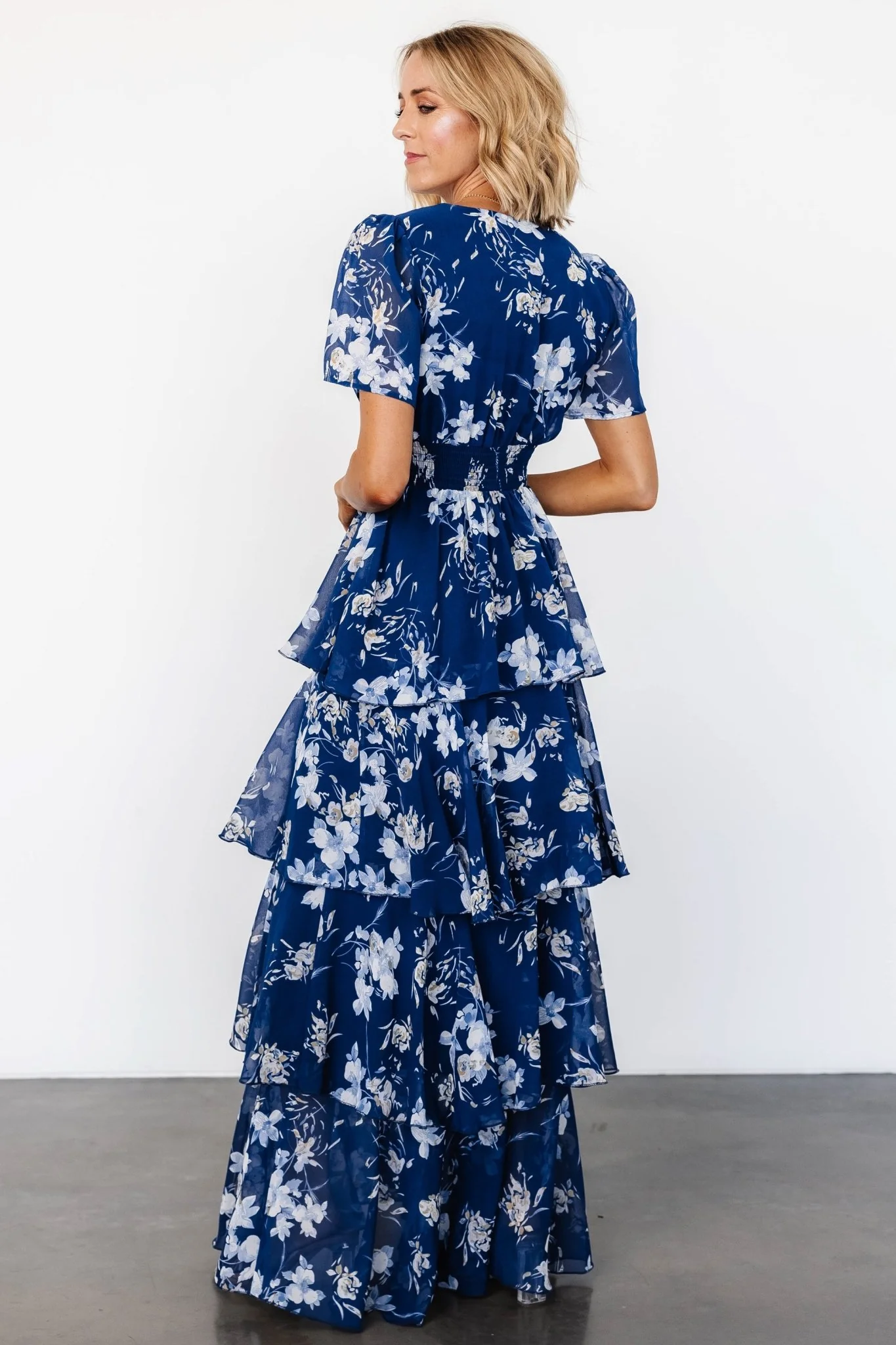 Montaigne Ruffle Maxi Dress | Navy + Blue Floral