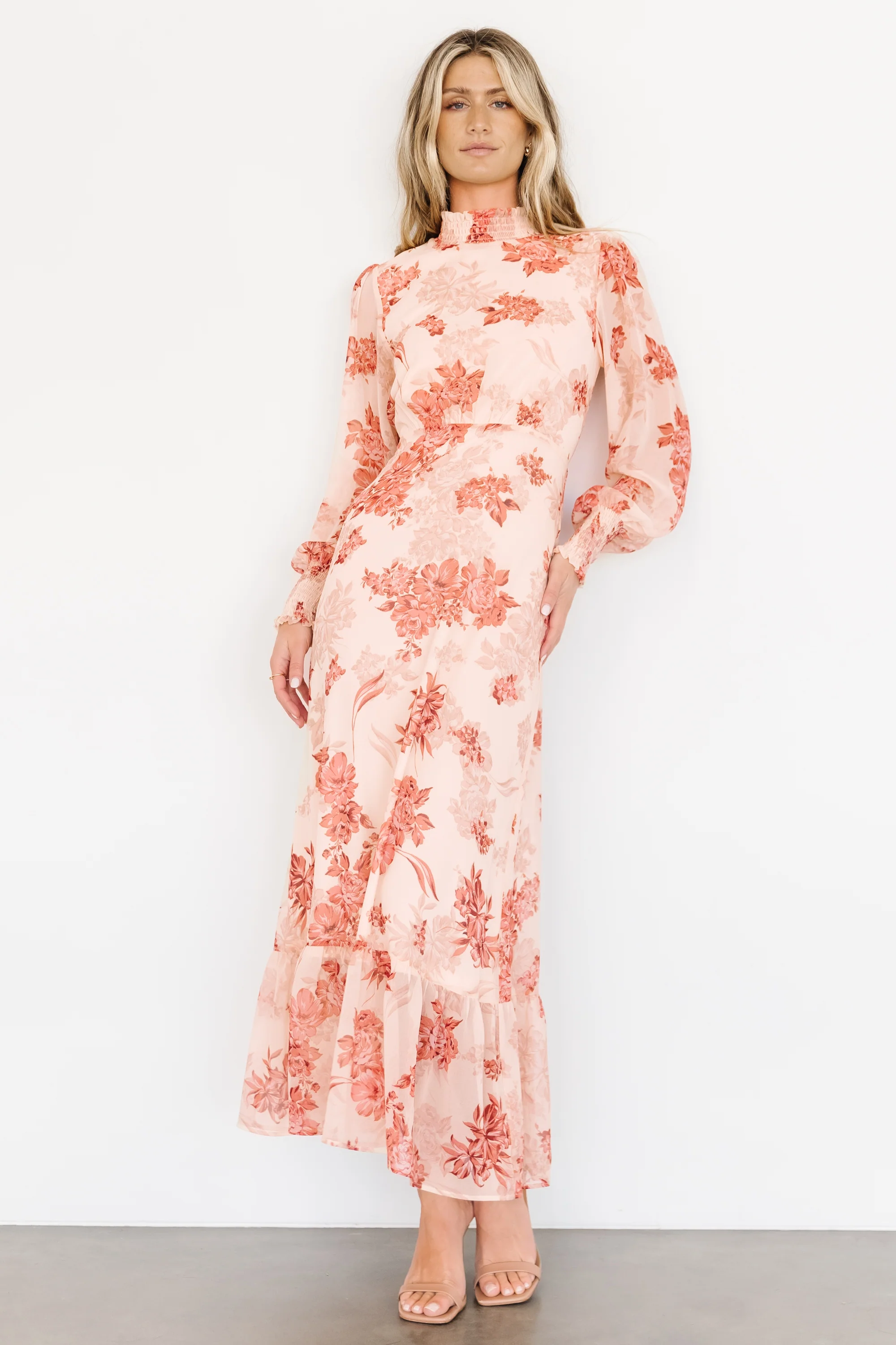 Luciana Maxi Dress | Beige + Rose