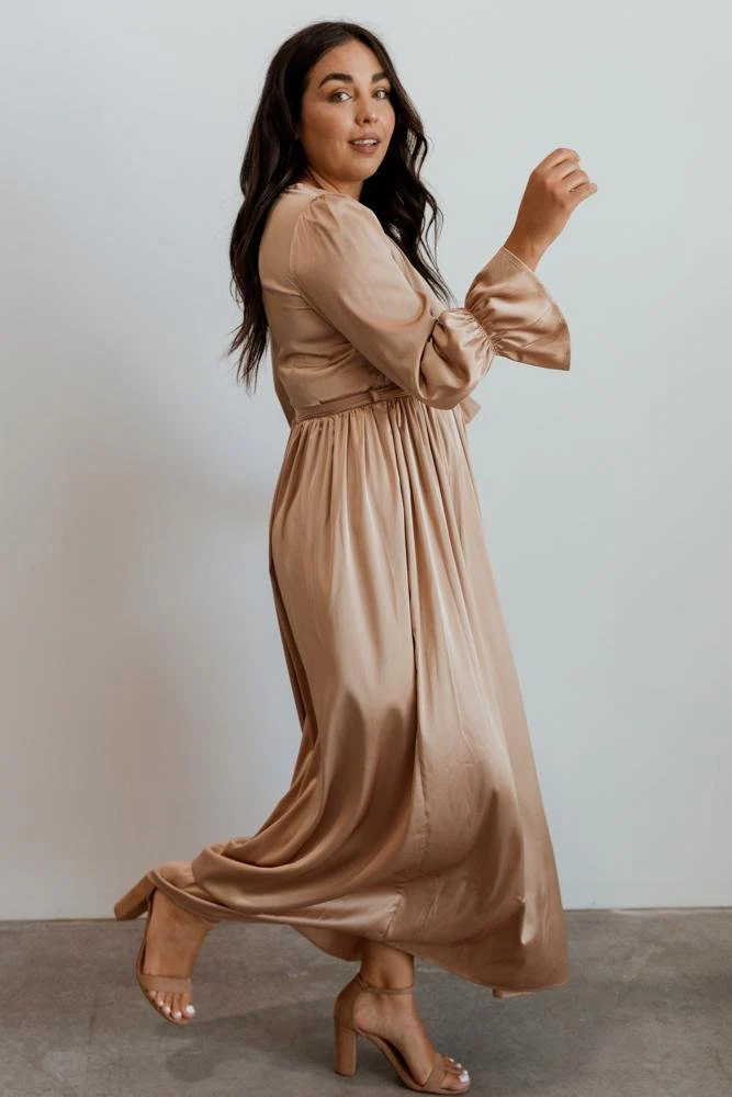 Holly Satin Maxi Dress | Champagne