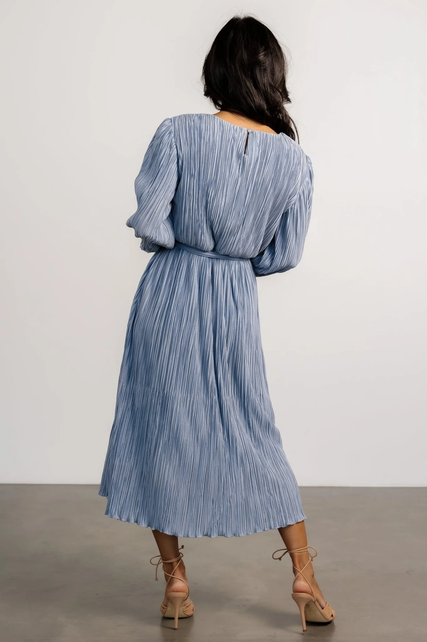 Bethany Pleated Midi Dress | Light Blue