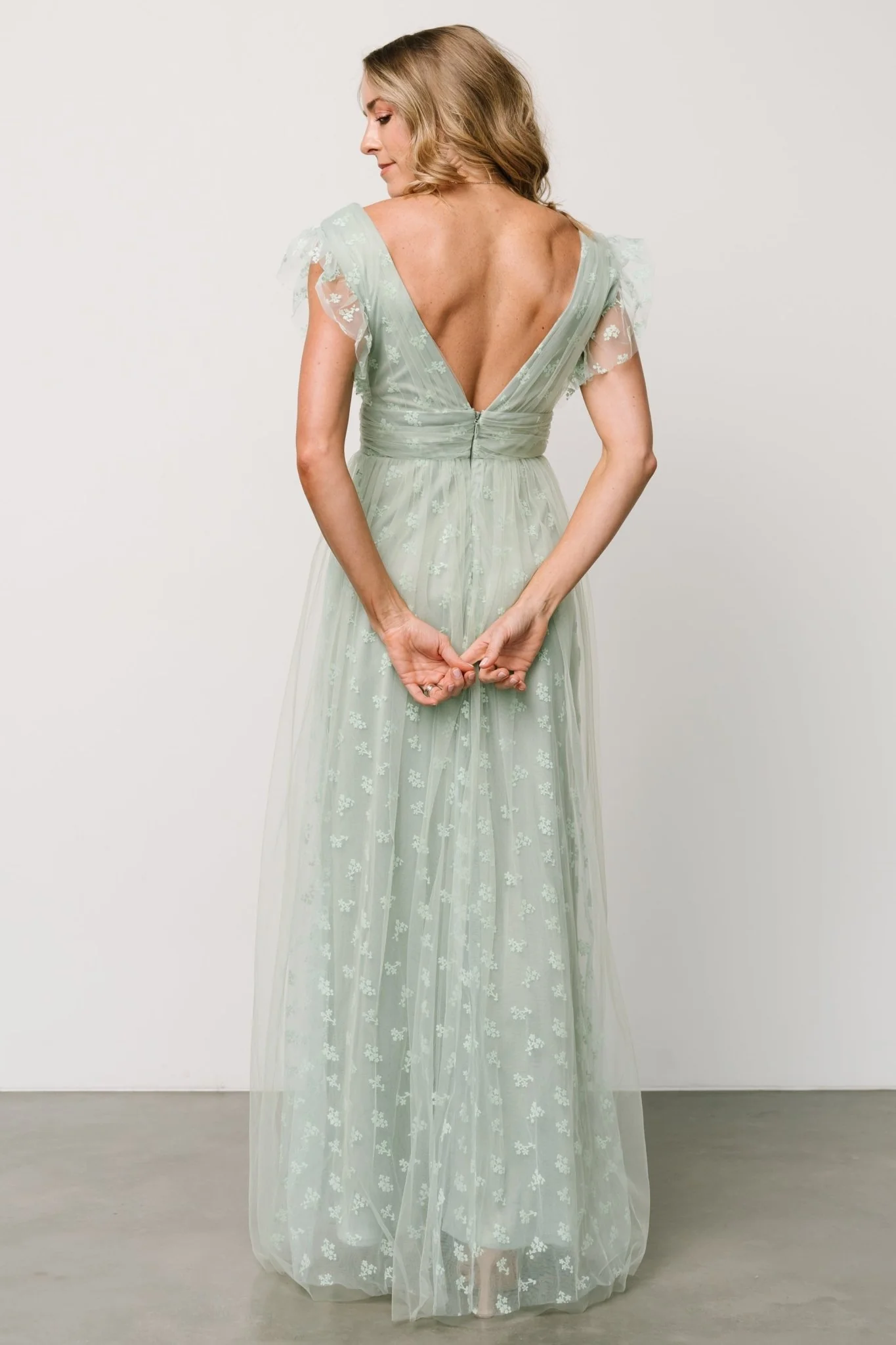 Caterina Tulle Maxi Dress | Sage