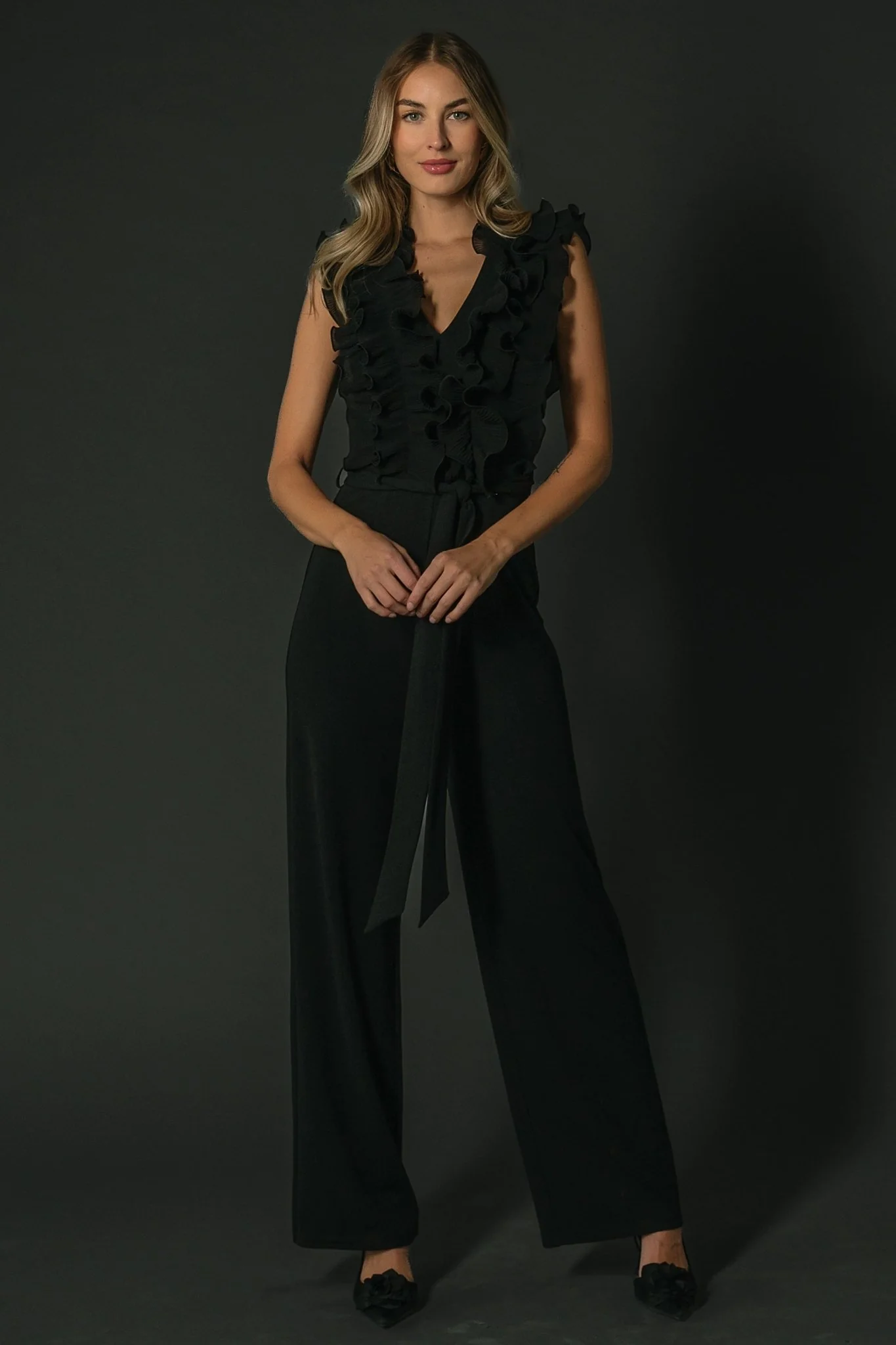 Tyra Ruffle Tank Jumpsuit | Black