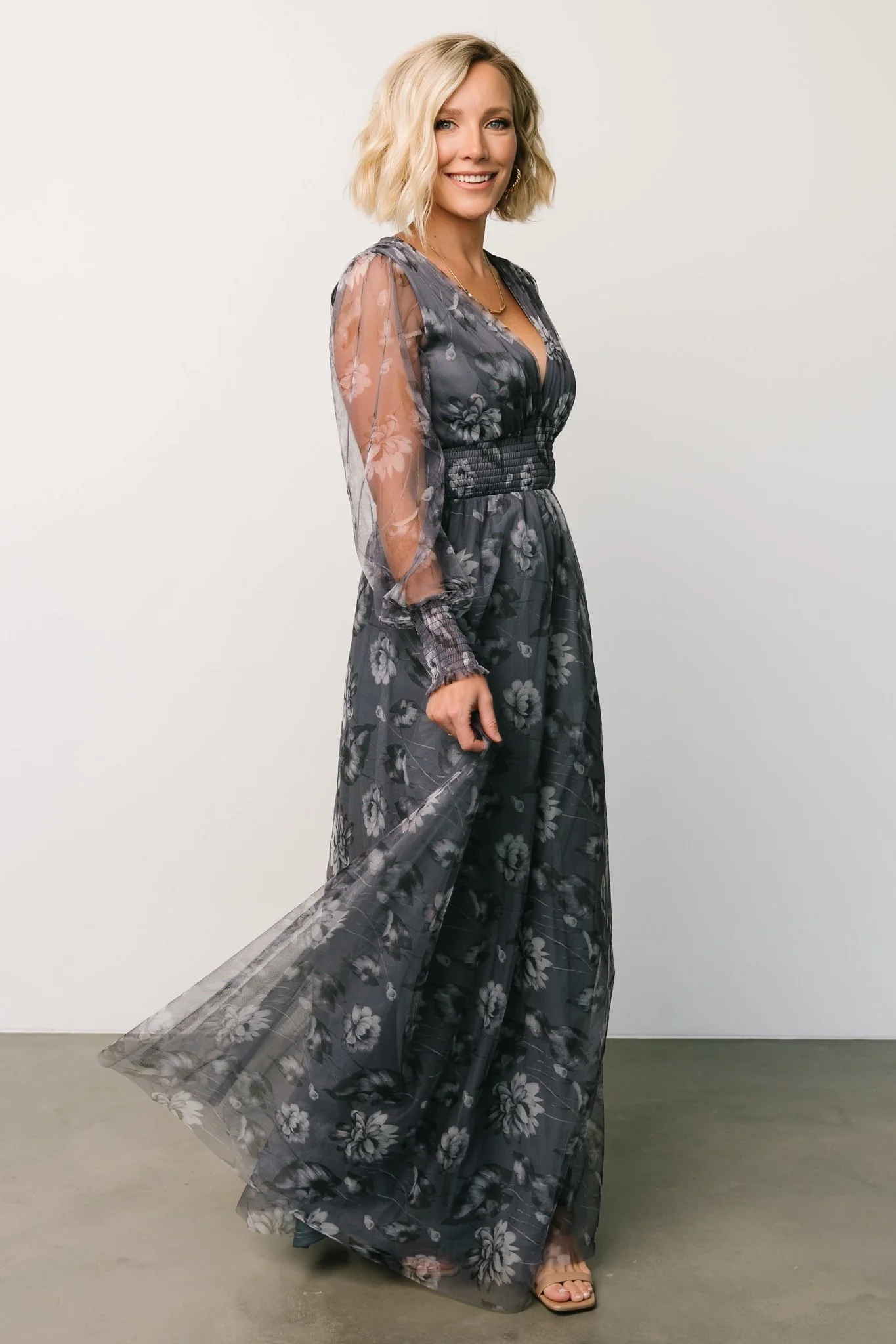Layla Tulle Maxi Dress | Slate Floral