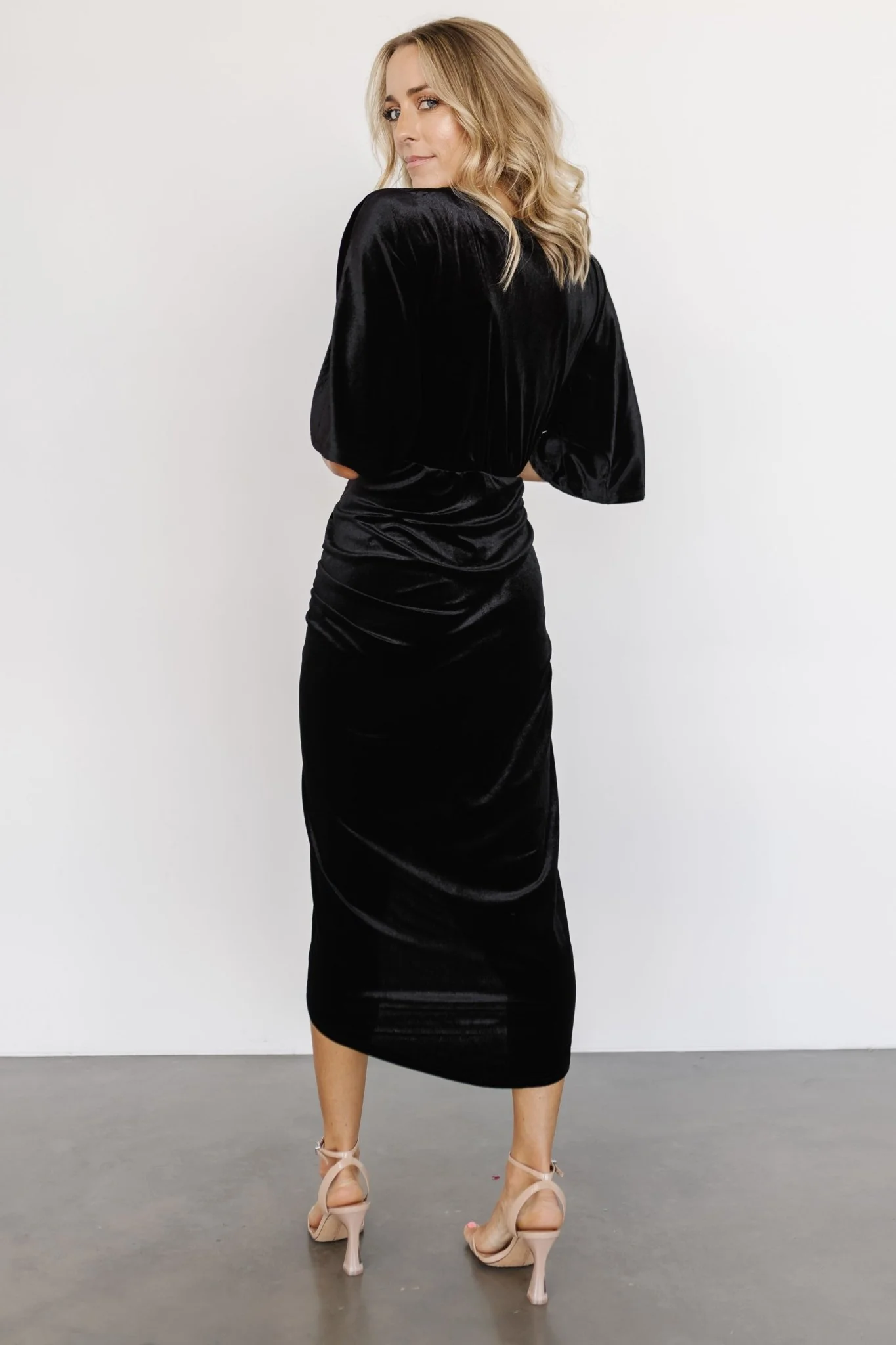Brendyn Ruched Velvet Dress | Black