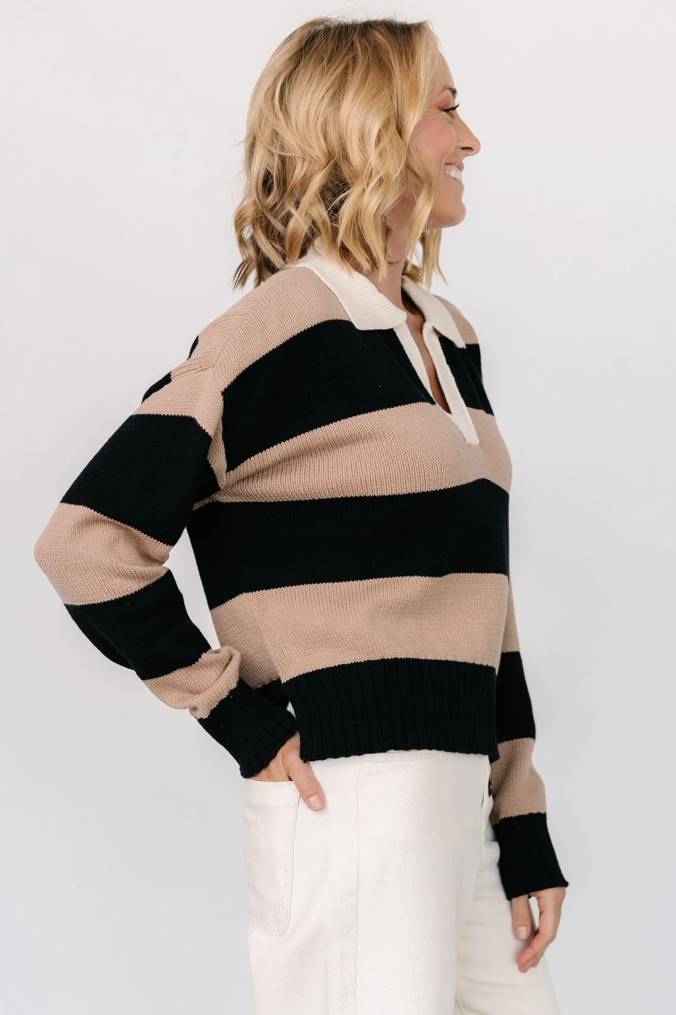 Alec Striped Sweater | Black + Mocha
