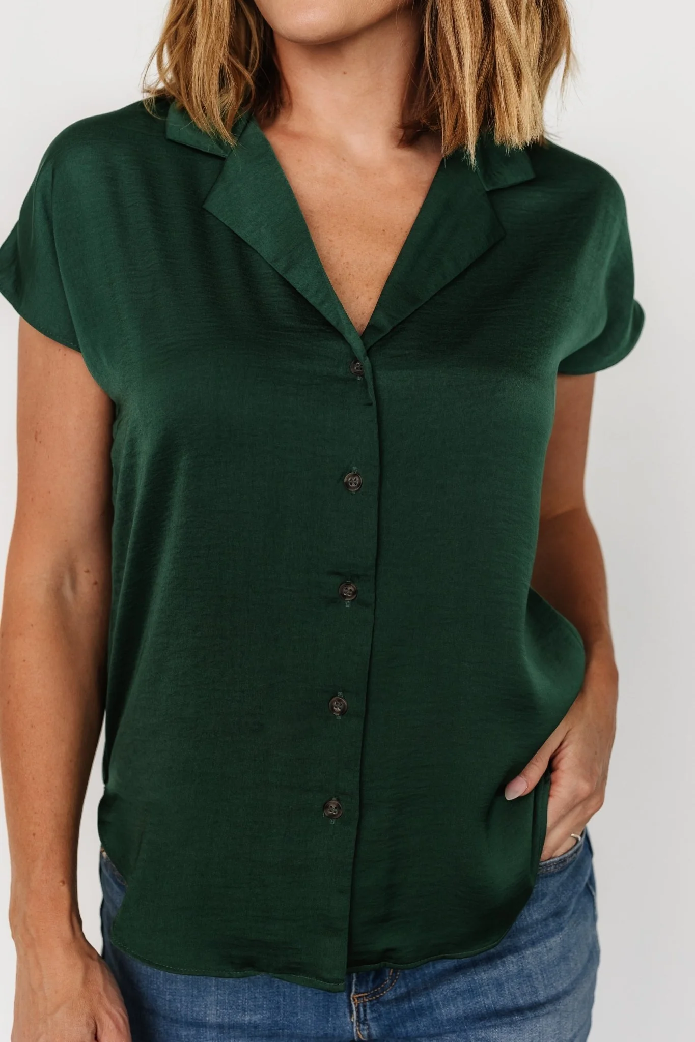 Corey Button Top | Hunter Green