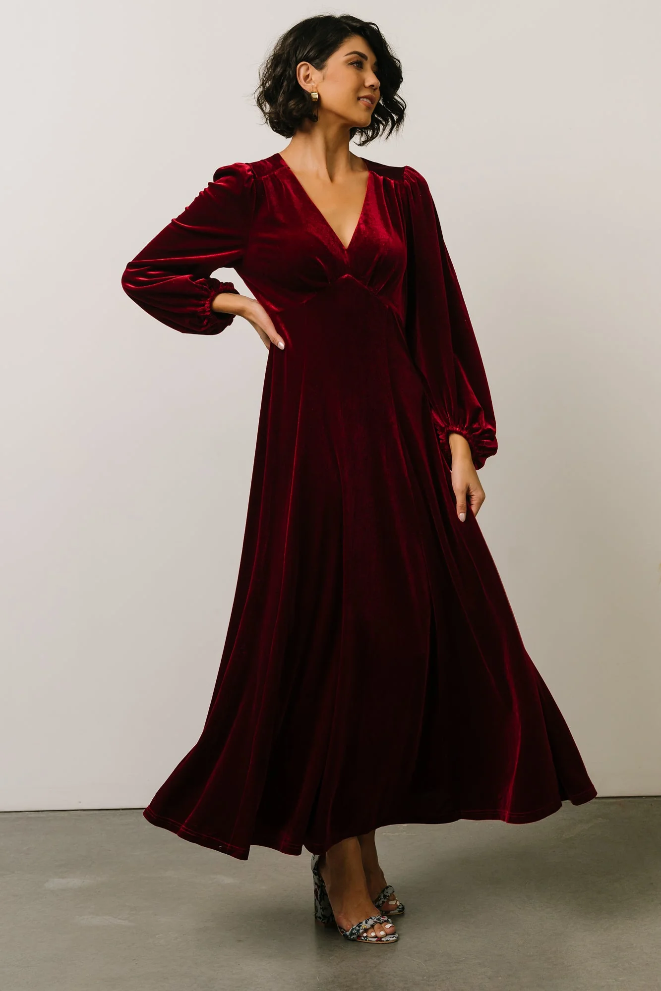 Adelita Velvet Maxi Dress | Merlot
