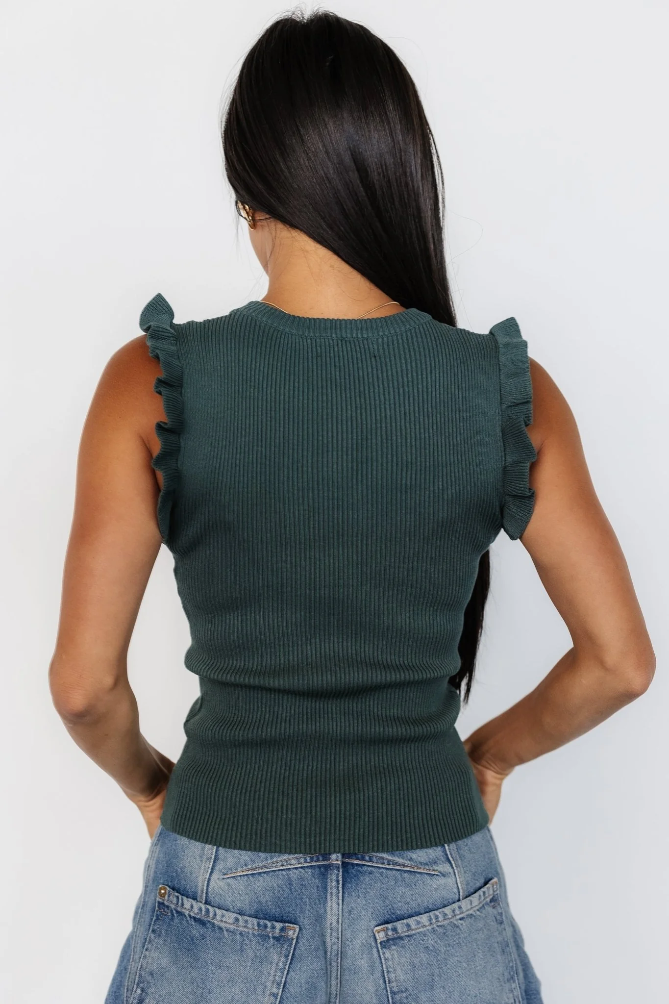 Shay Ribbed Top | Winter Green