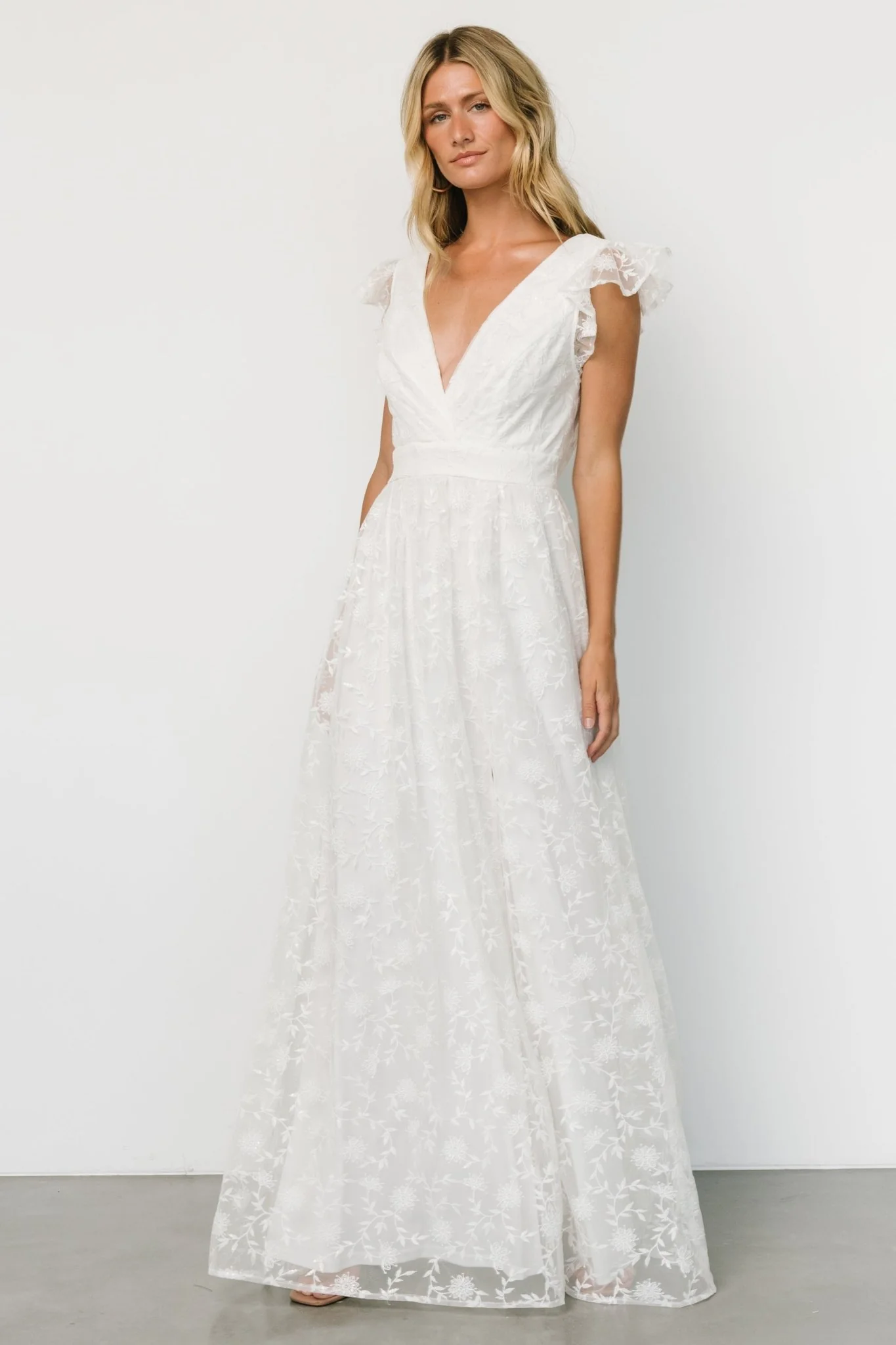 Alexa Embroidered Sequin Maxi Dress | White