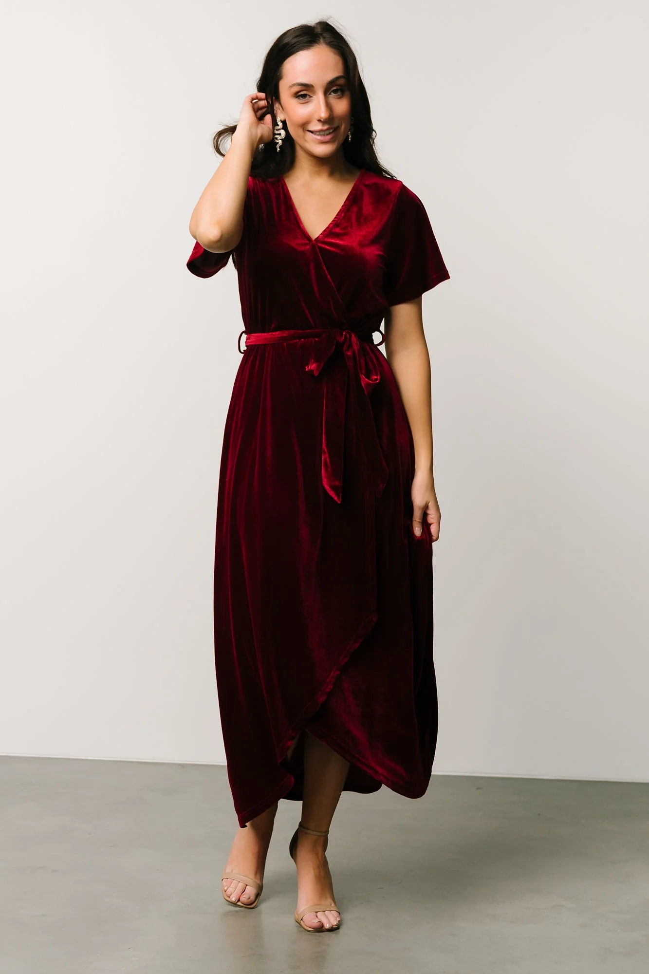 Nadine Velvet Midi Dress | Merlot