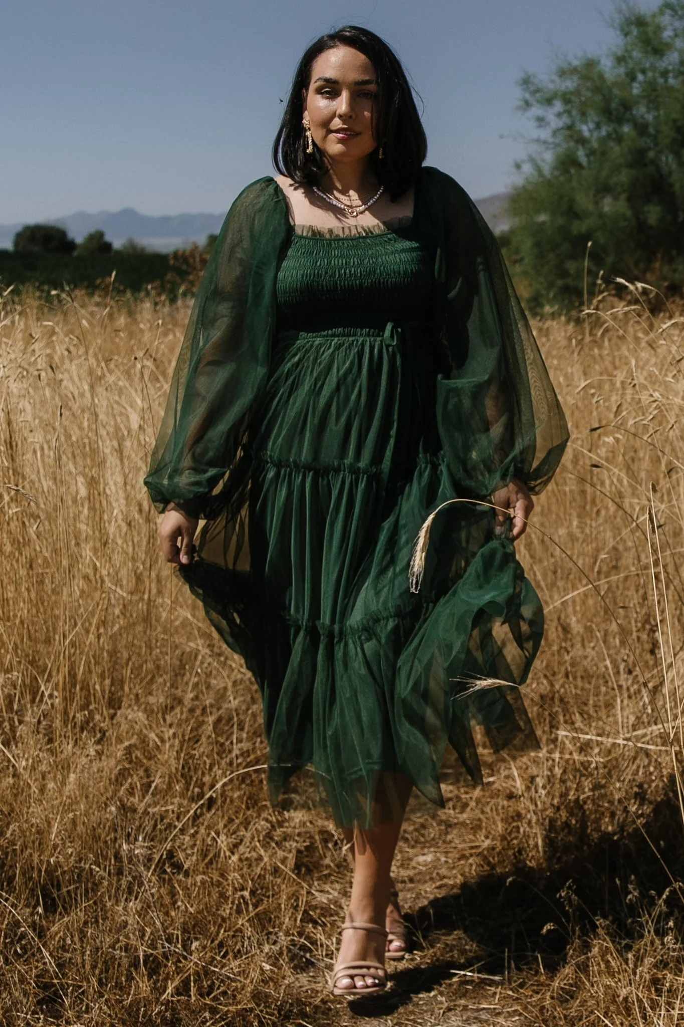 Katrina Tulle Maxi Dress | Dark Green