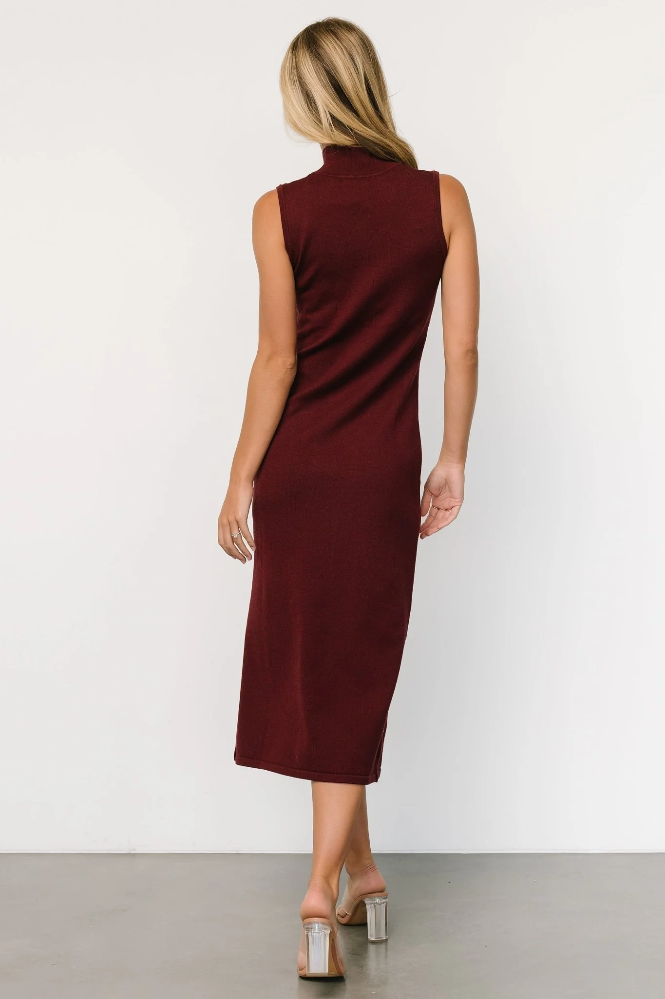 Angelina Mock Neck Tank Dress | Wine