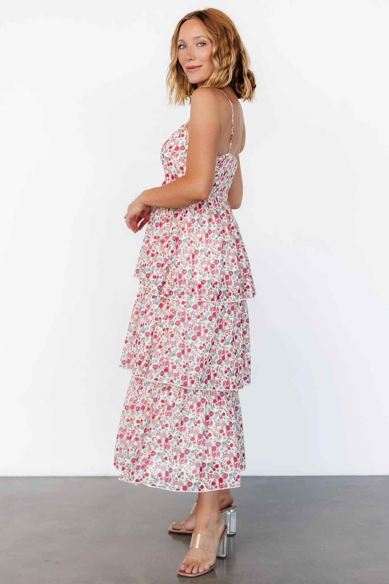 Caprice Tiered Dress | Cream Multi Floral