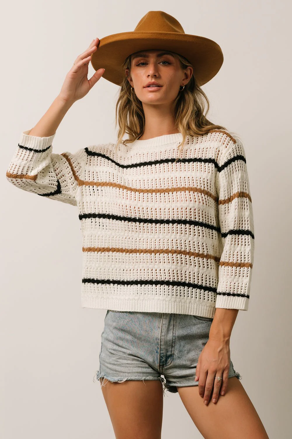 Sundance Knit Sweater Top | Ivory Multi Stripe