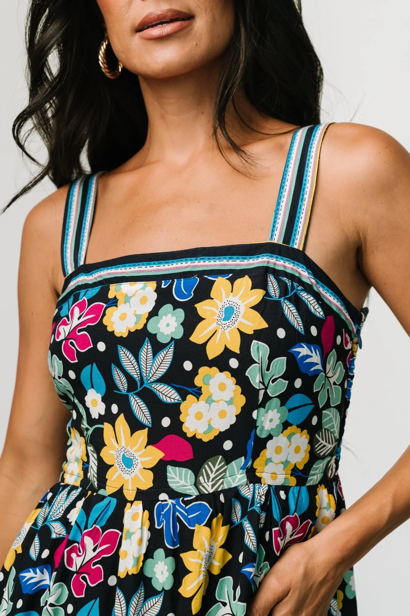 Lucia Tank Maxi Dress | Black Multi Print